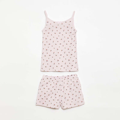 Patterned Tank Top & Shorts Pajama Set - 2 Pieces PURPLE