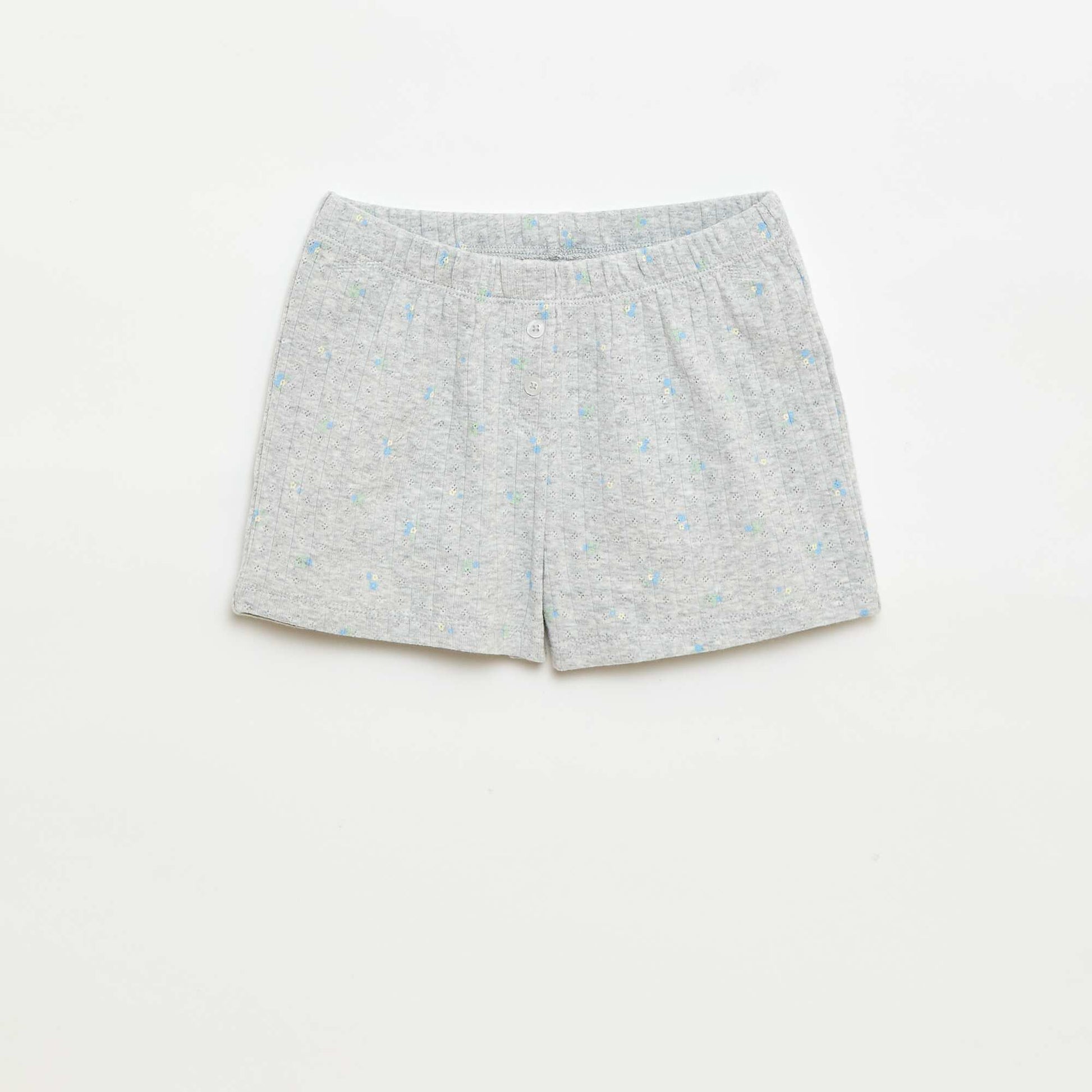 Patterned Tank Top & Shorts Pajama Set - 2 Pieces GREY