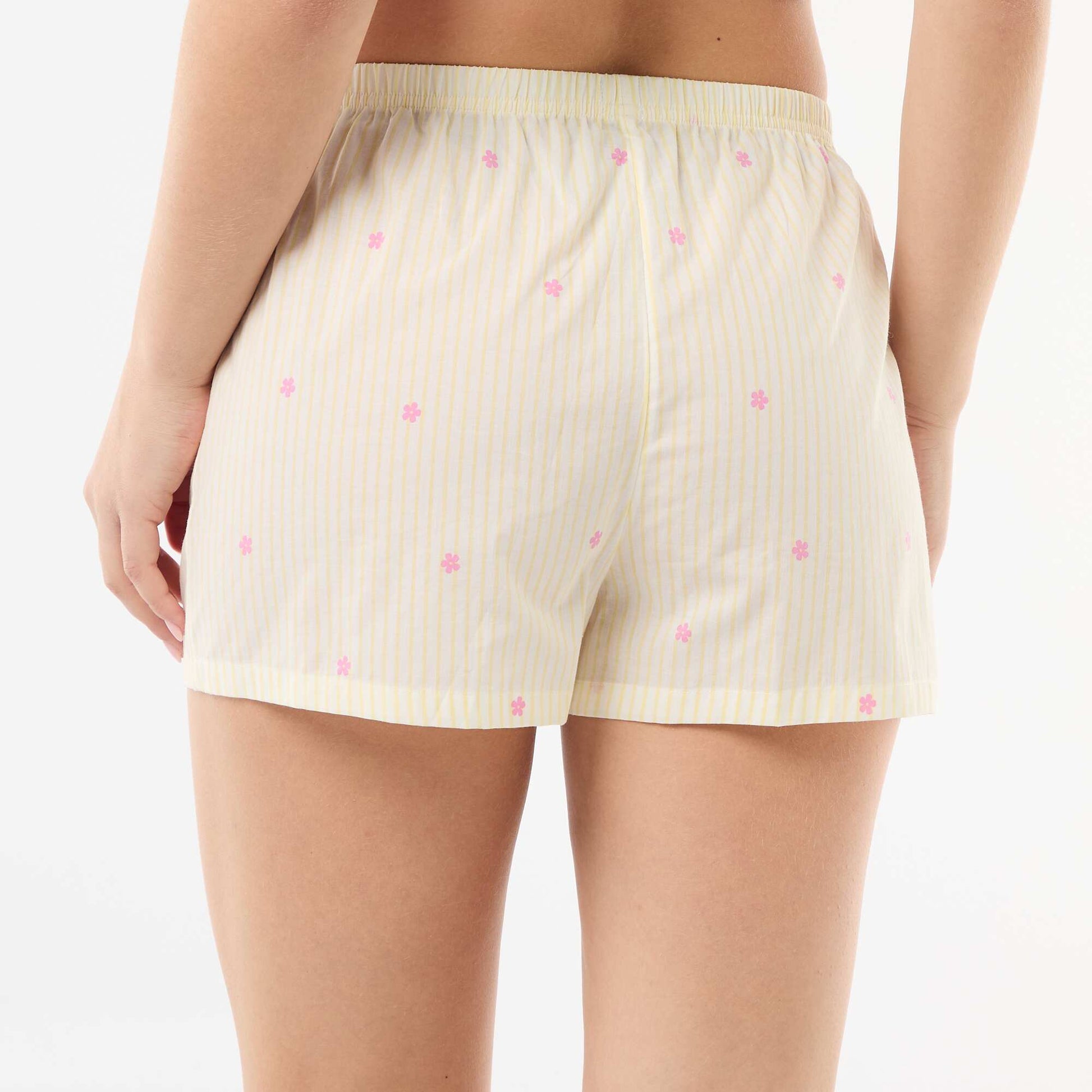 Striped All-Over Print Elasticated Shorts YELLOW