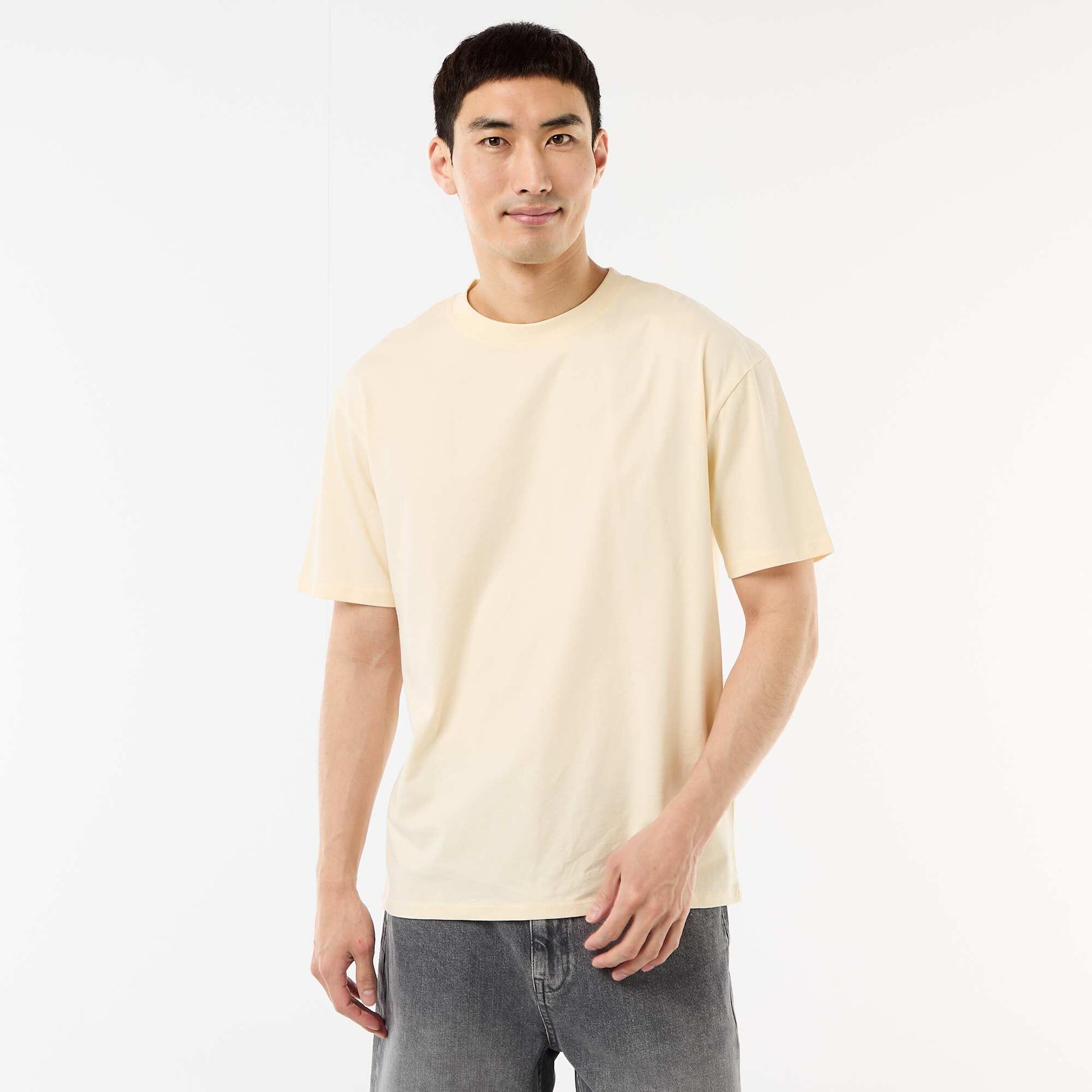 Comfort Fit / Oversized Plain T-shirt BEIGE