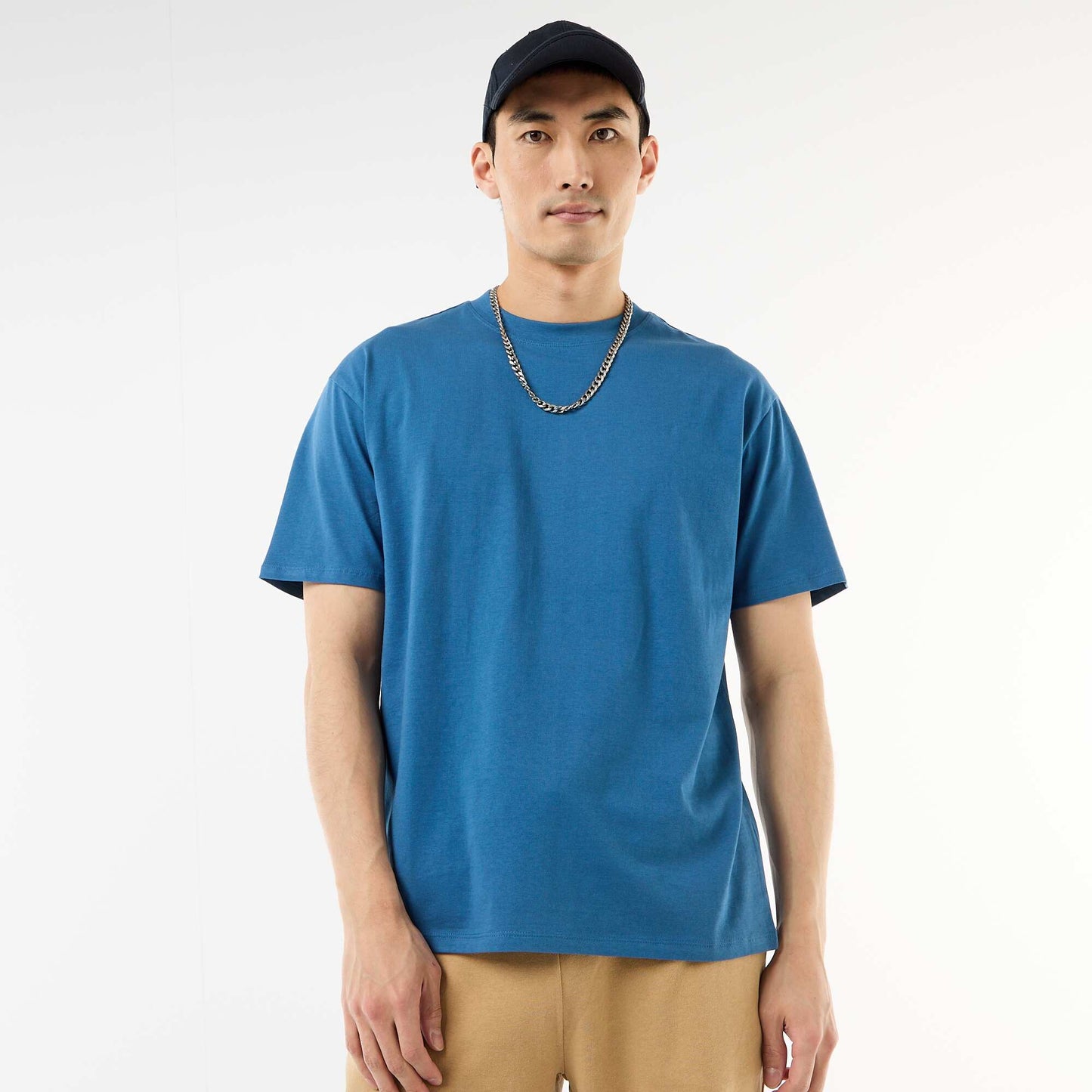 Comfort Fit / Oversized Plain T-shirt BLUE
