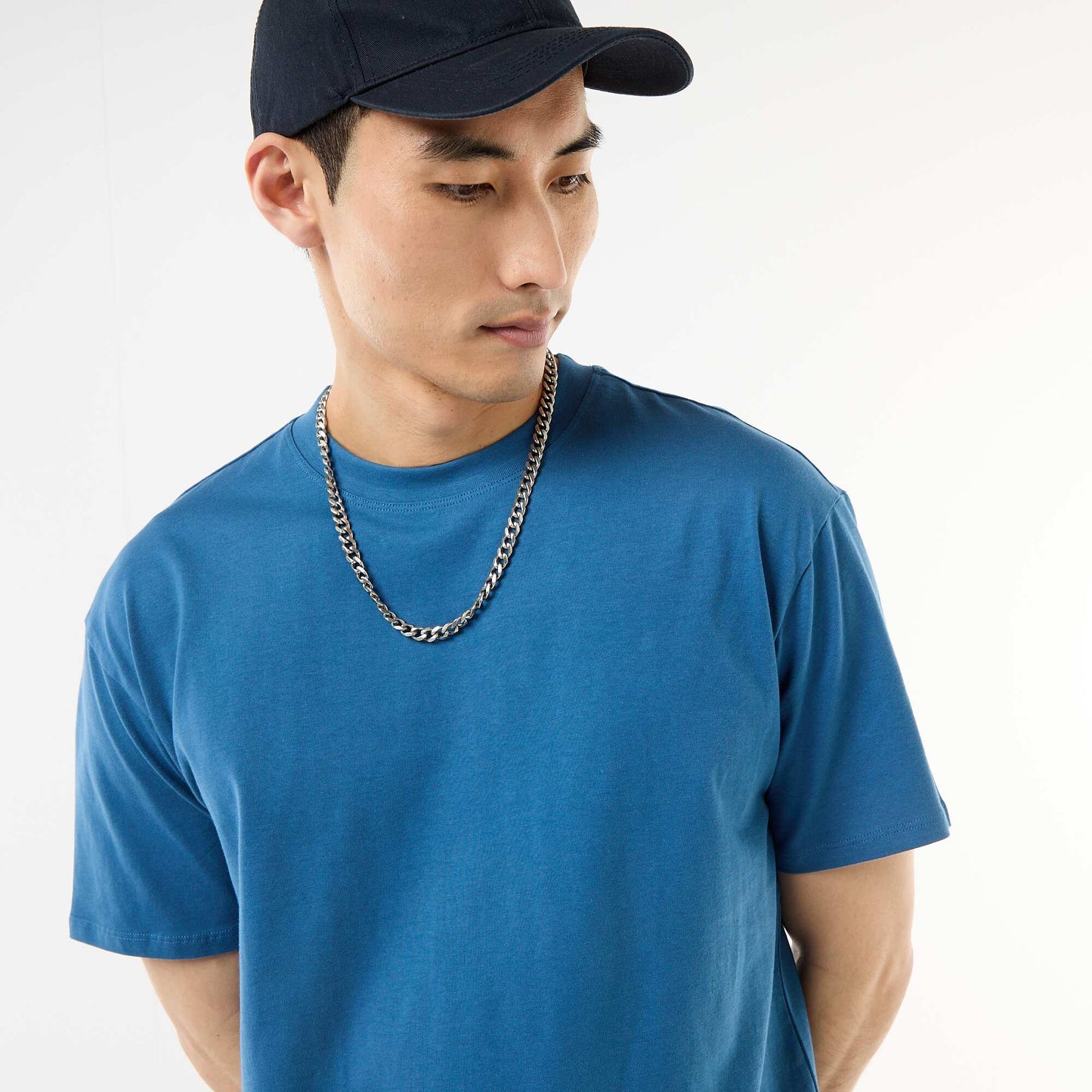 Comfort Fit / Oversized Plain T-shirt BLUE