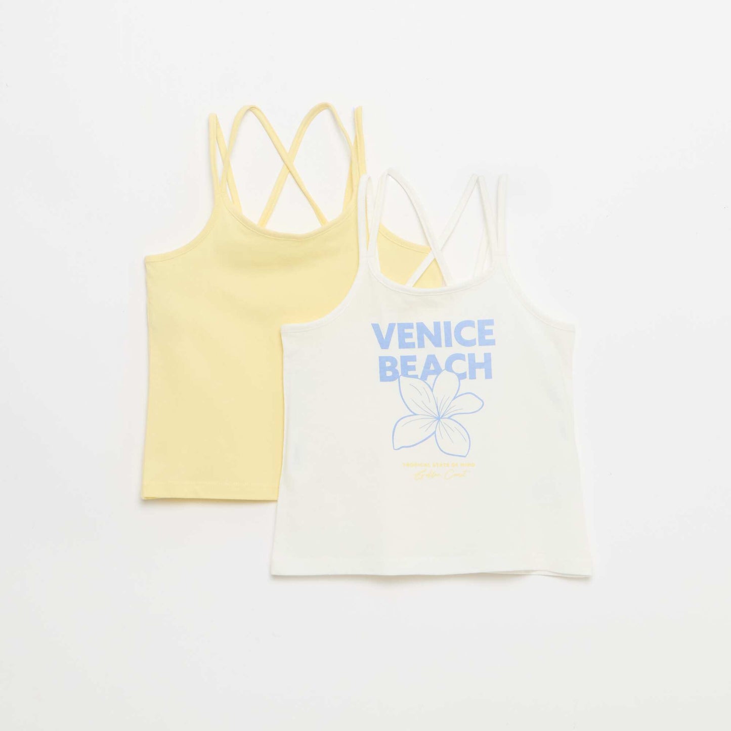 Set of 2 Tank Tops  1 Printed WHITE