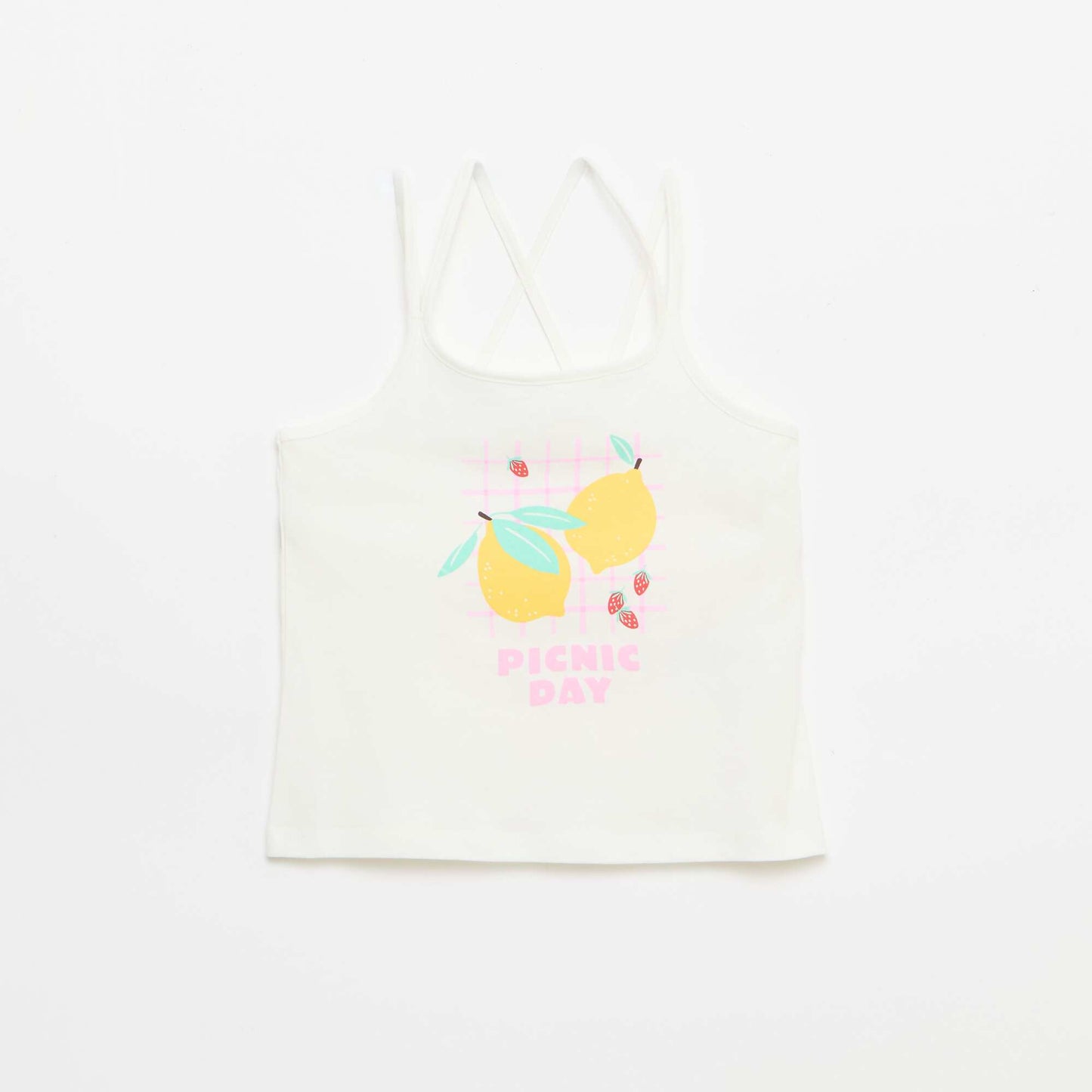Set of 2 Tank Tops  1 Printed WHITE