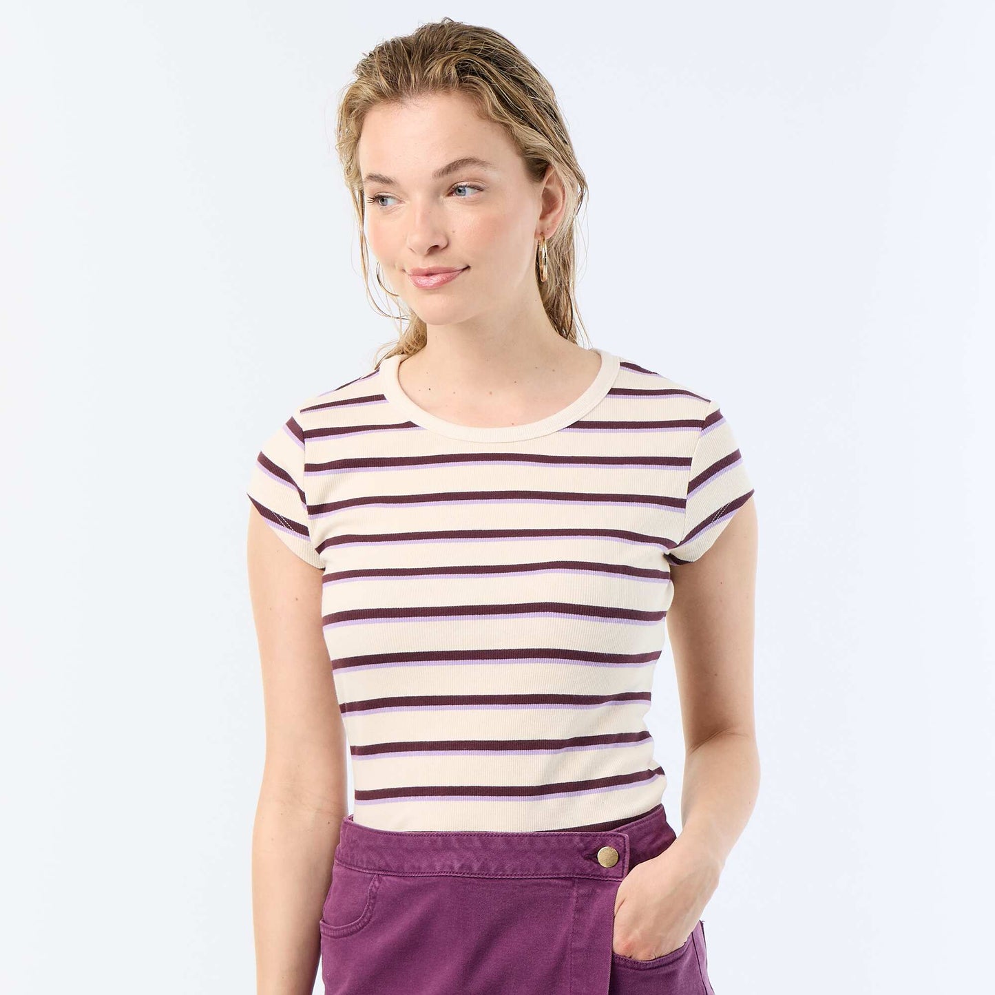 Ribbed Short-Sleeve Jersey T-Shirt WHITE
