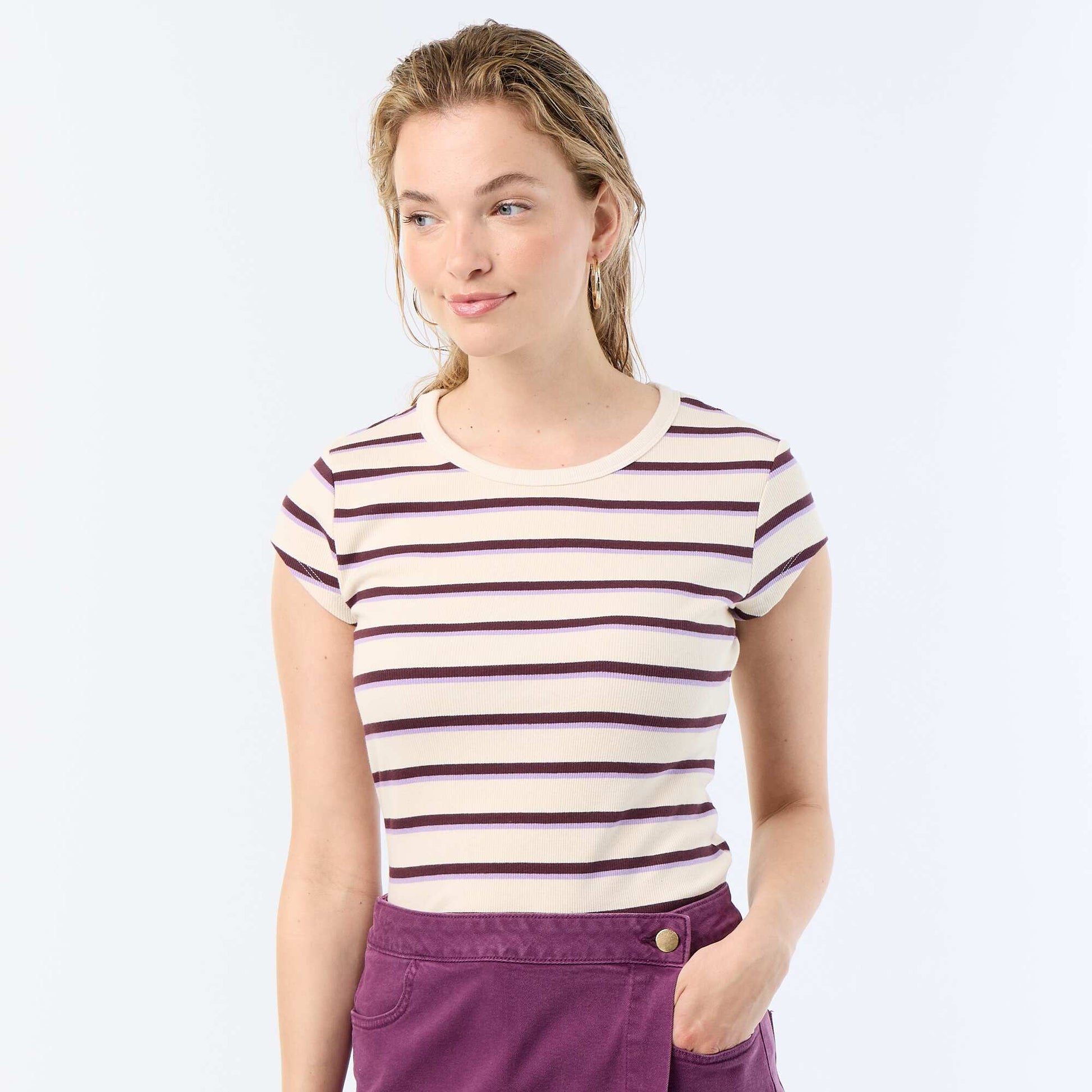 Ribbed Short-Sleeve Jersey T-Shirt WHITE