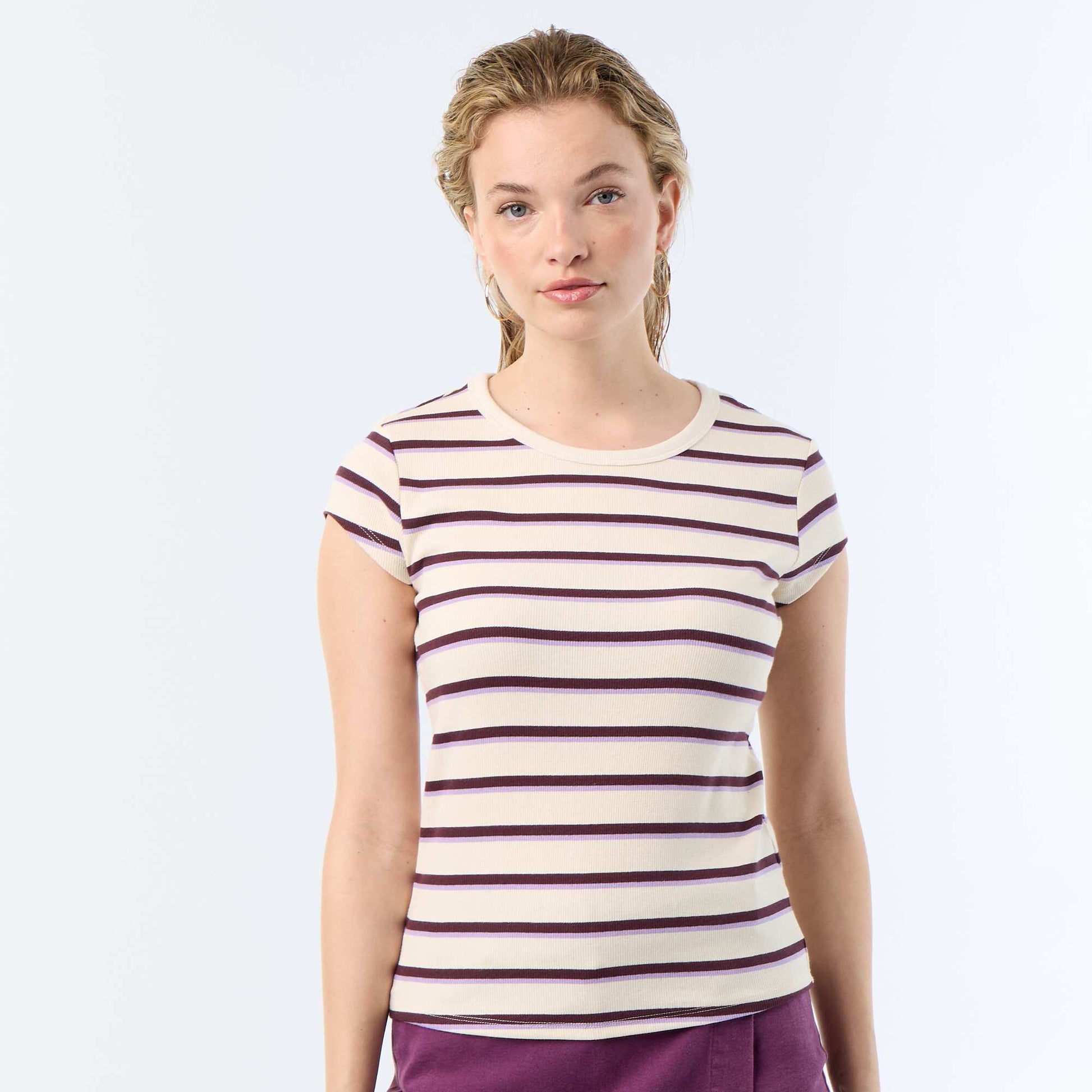 Ribbed Short-Sleeve Jersey T-Shirt WHITE