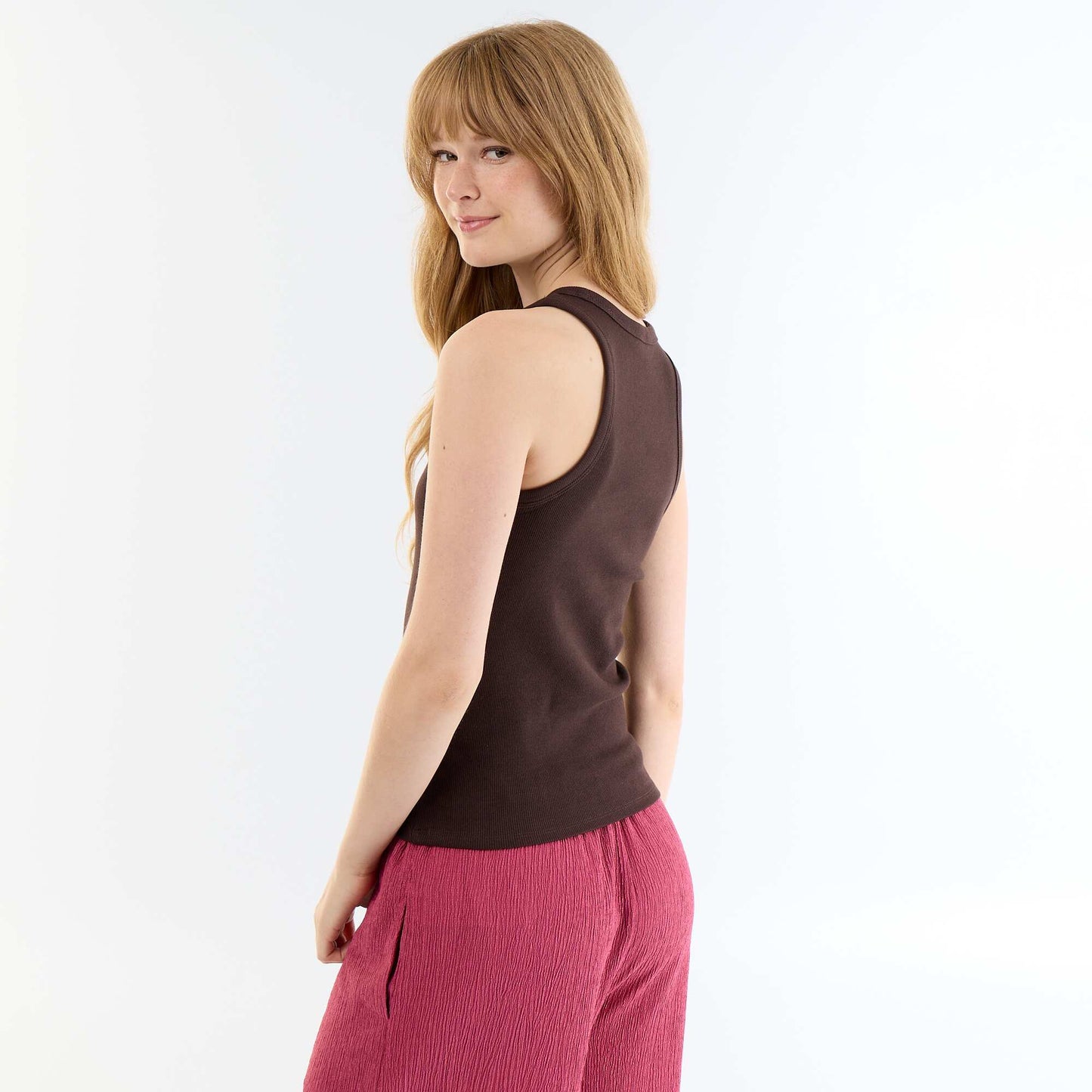 Sleeveless Tank Top with American Armholes BROWN