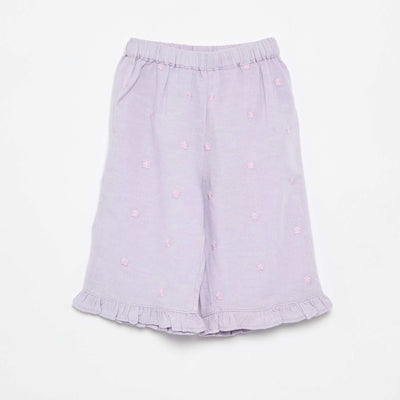 Trousers with floral embroidery PURPLE