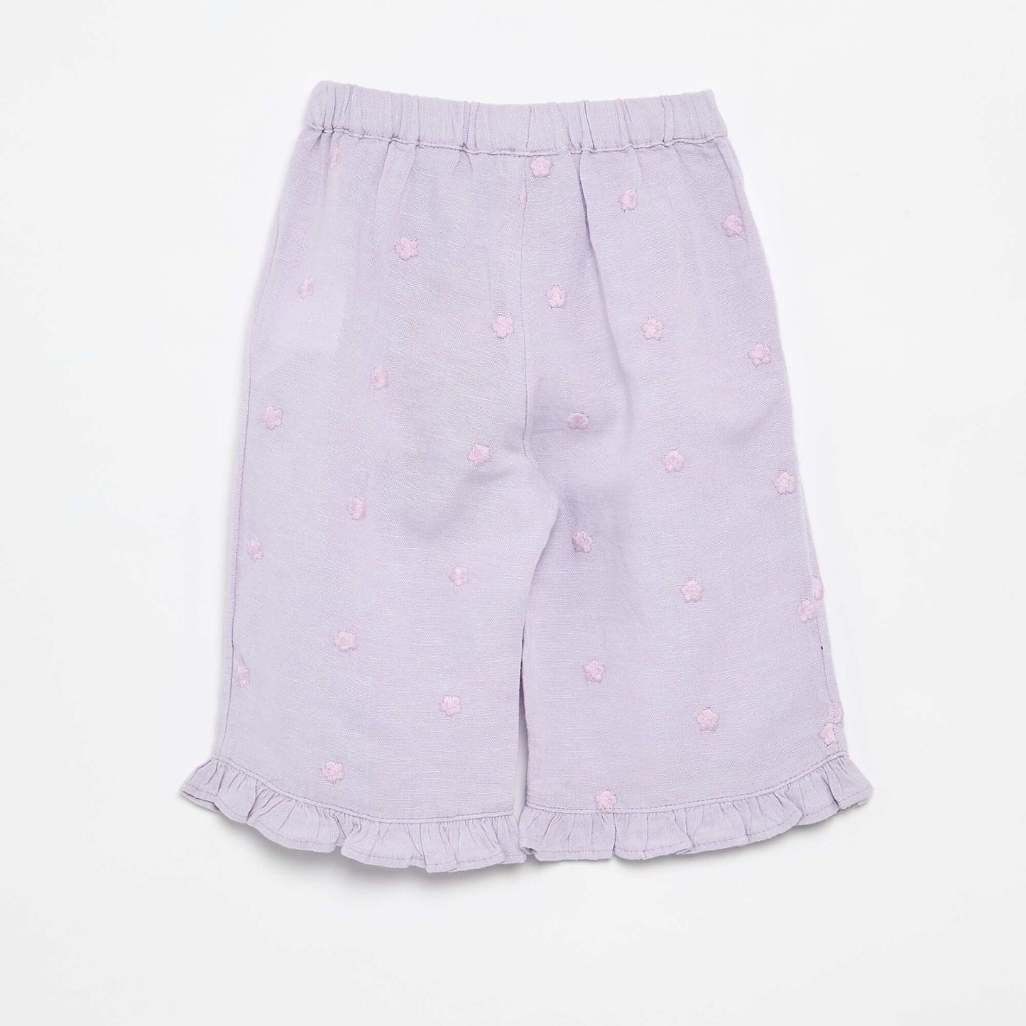 Trousers with floral embroidery PURPLE