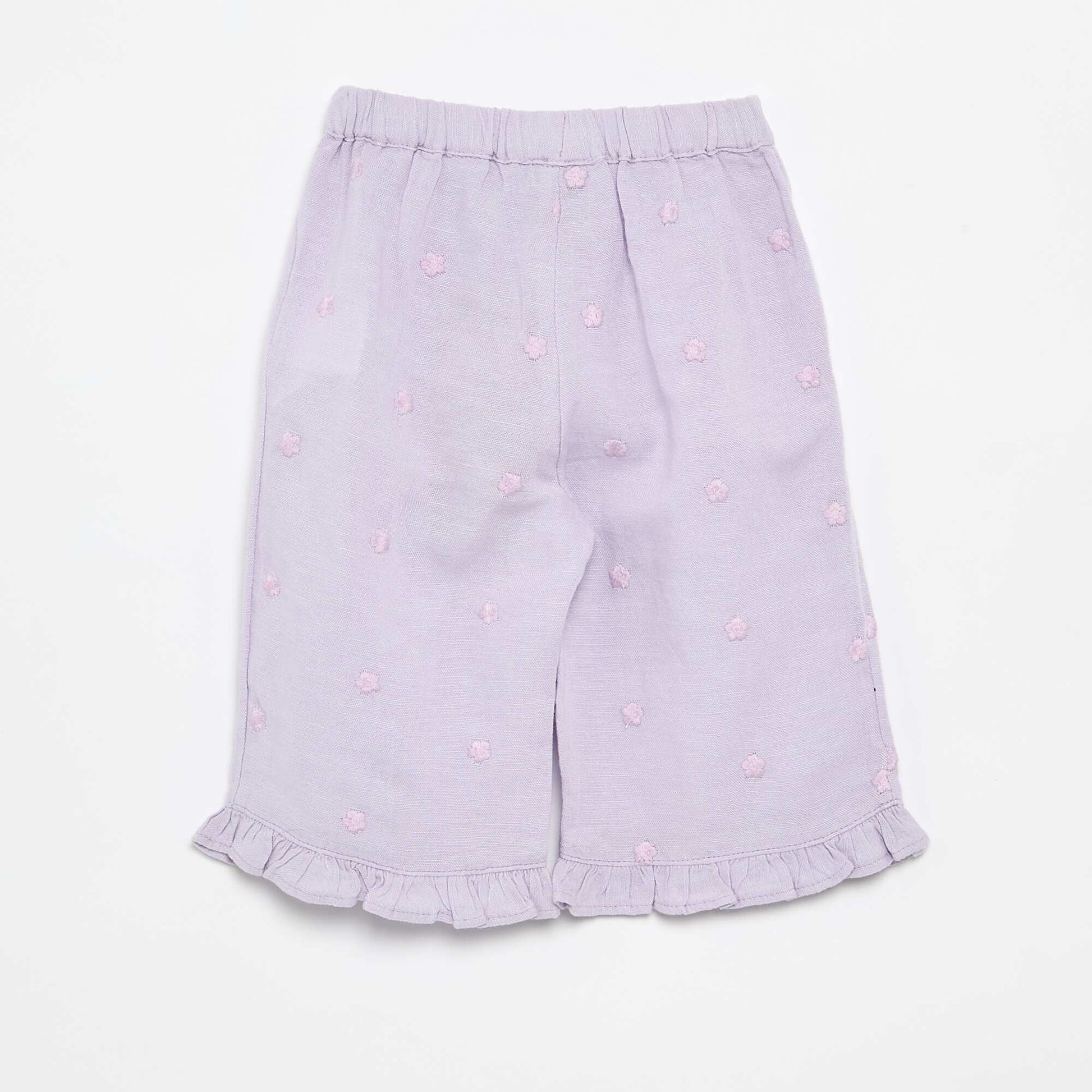 Trousers with floral embroidery PURPLE