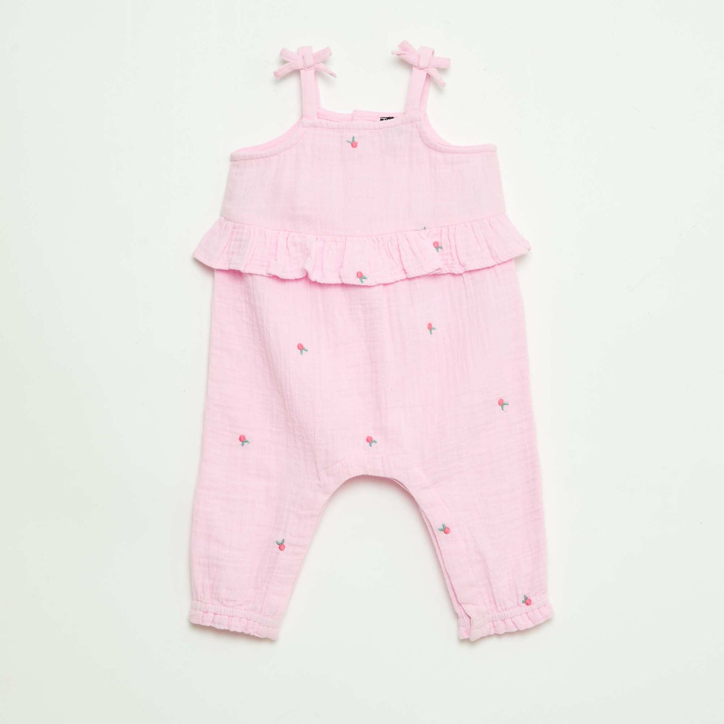 გრძელი ბამბის პოპლინის თასმიანი ტომარა ვარდისფერი