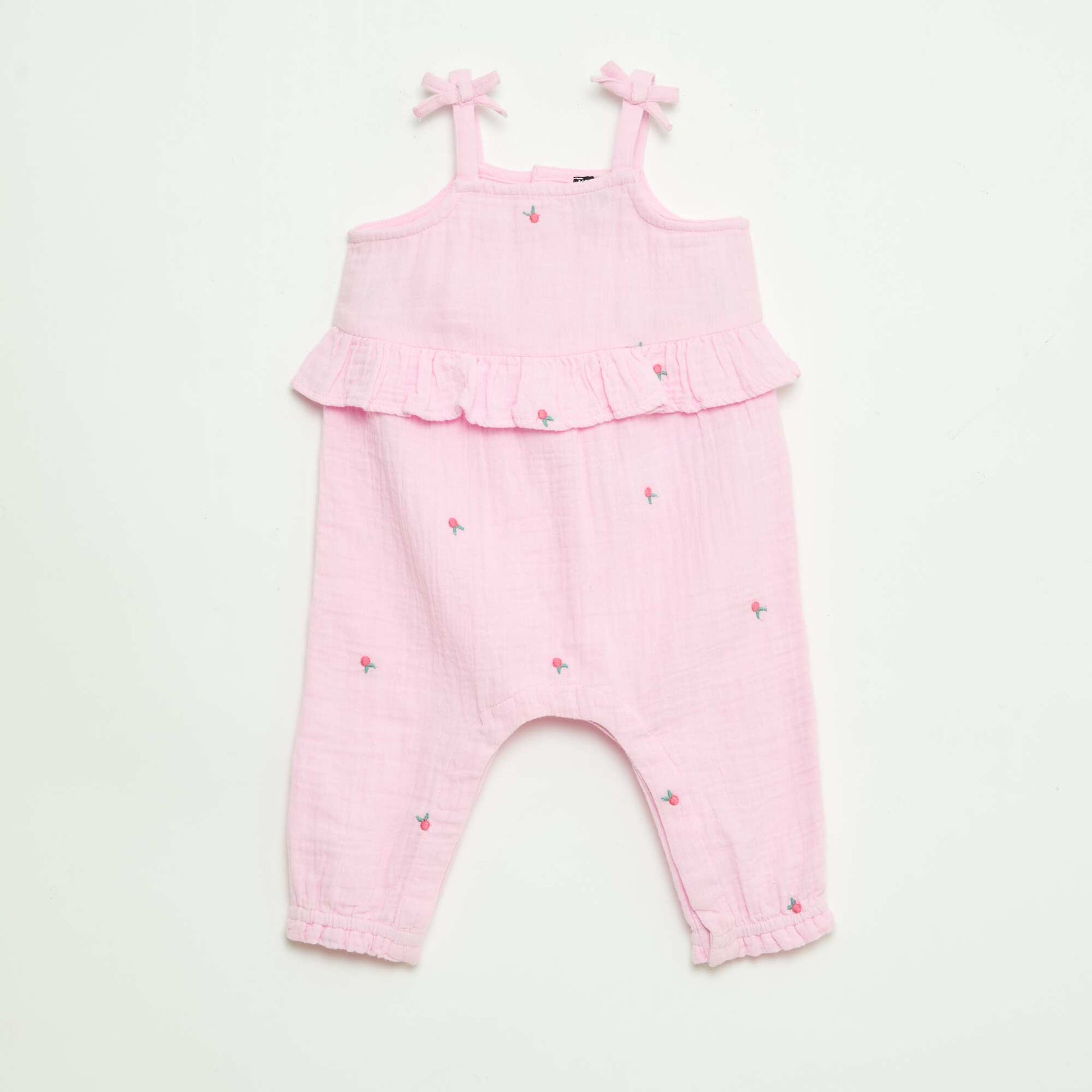 გრძელი ბამბის პოპლინის თასმიანი ტომარა ვარდისფერი