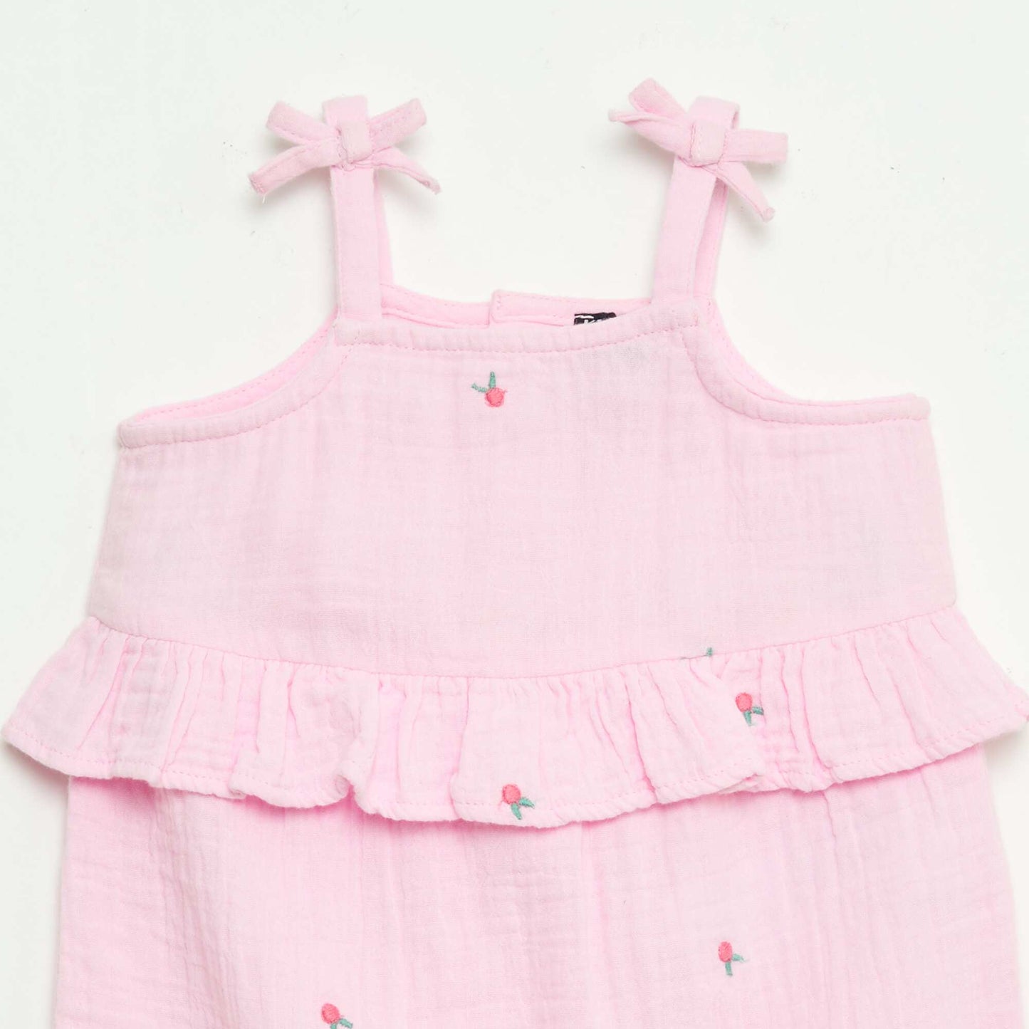 გრძელი ბამბის პოპლინის თასმიანი ტომარა ვარდისფერი