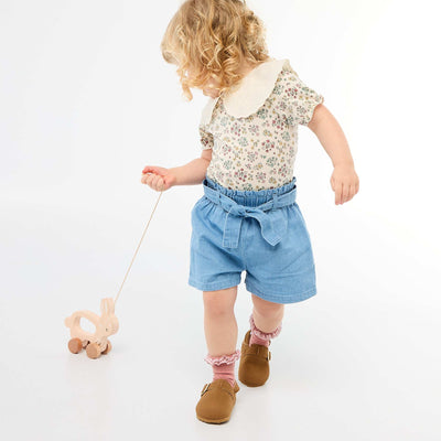 Light Denim Shorts with Removable Belt BLUE