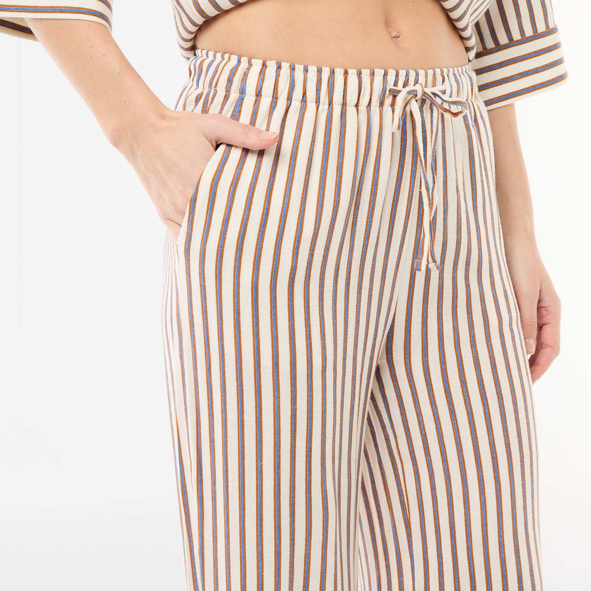 Linen trousers with 2 pockets BEIGE