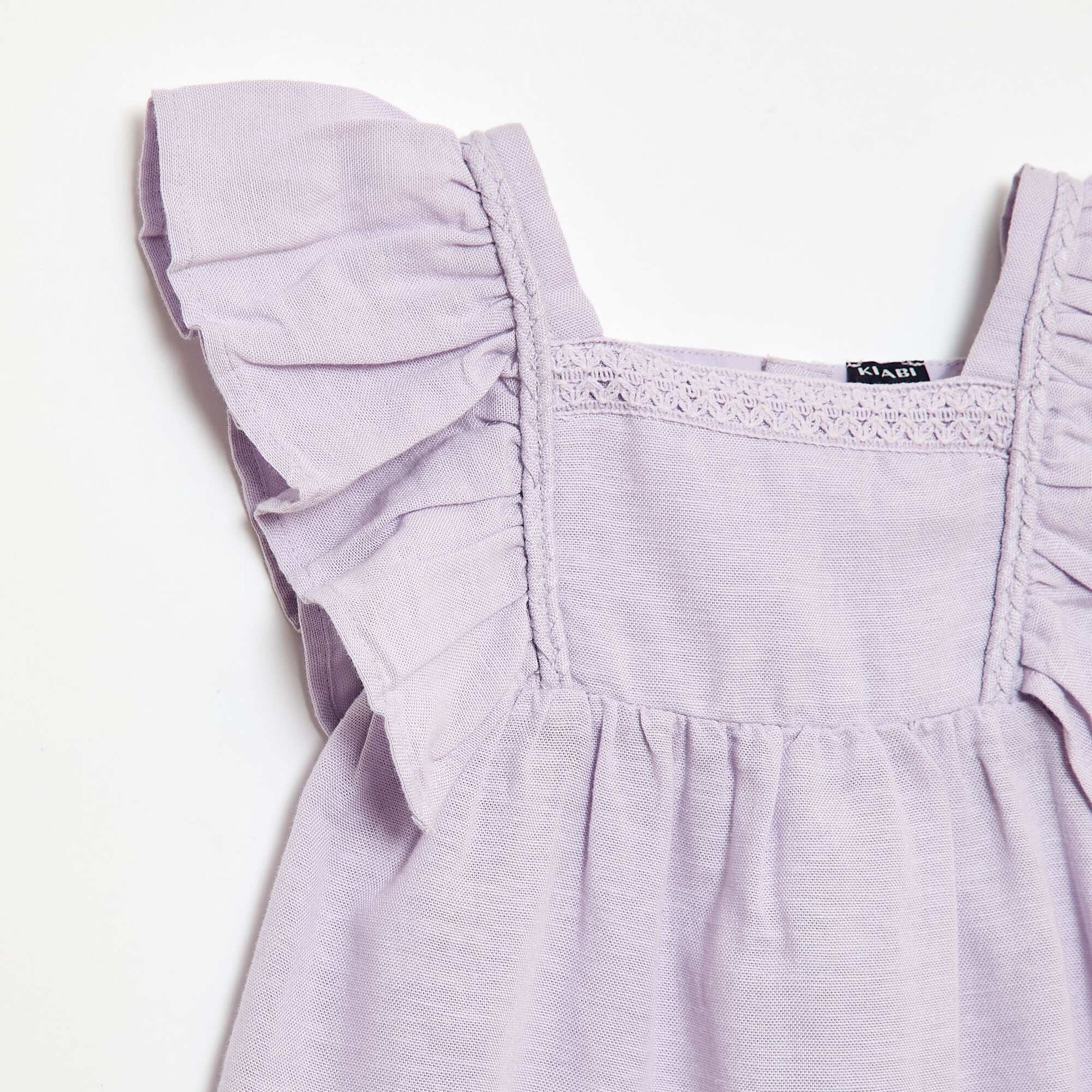 Ruffled Sleeve Short Romper PURPLE