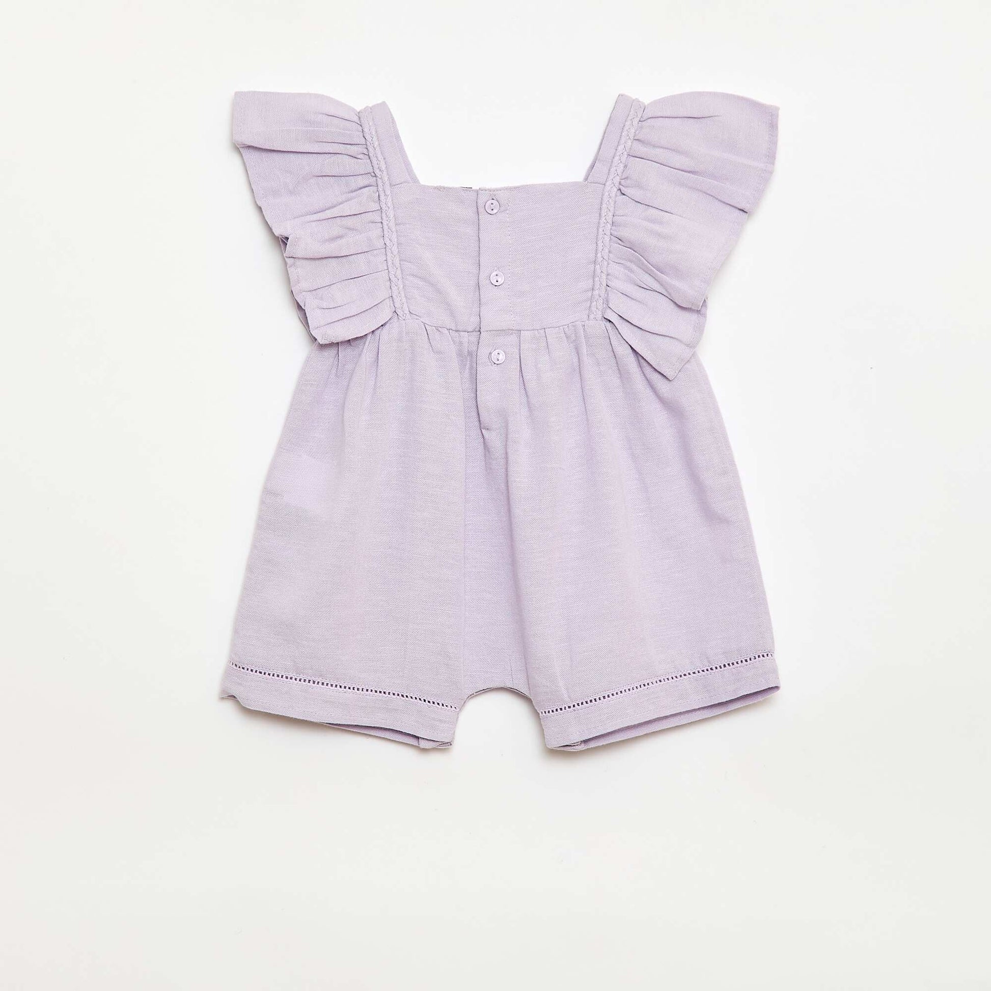 Ruffled Sleeve Short Romper PURPLE