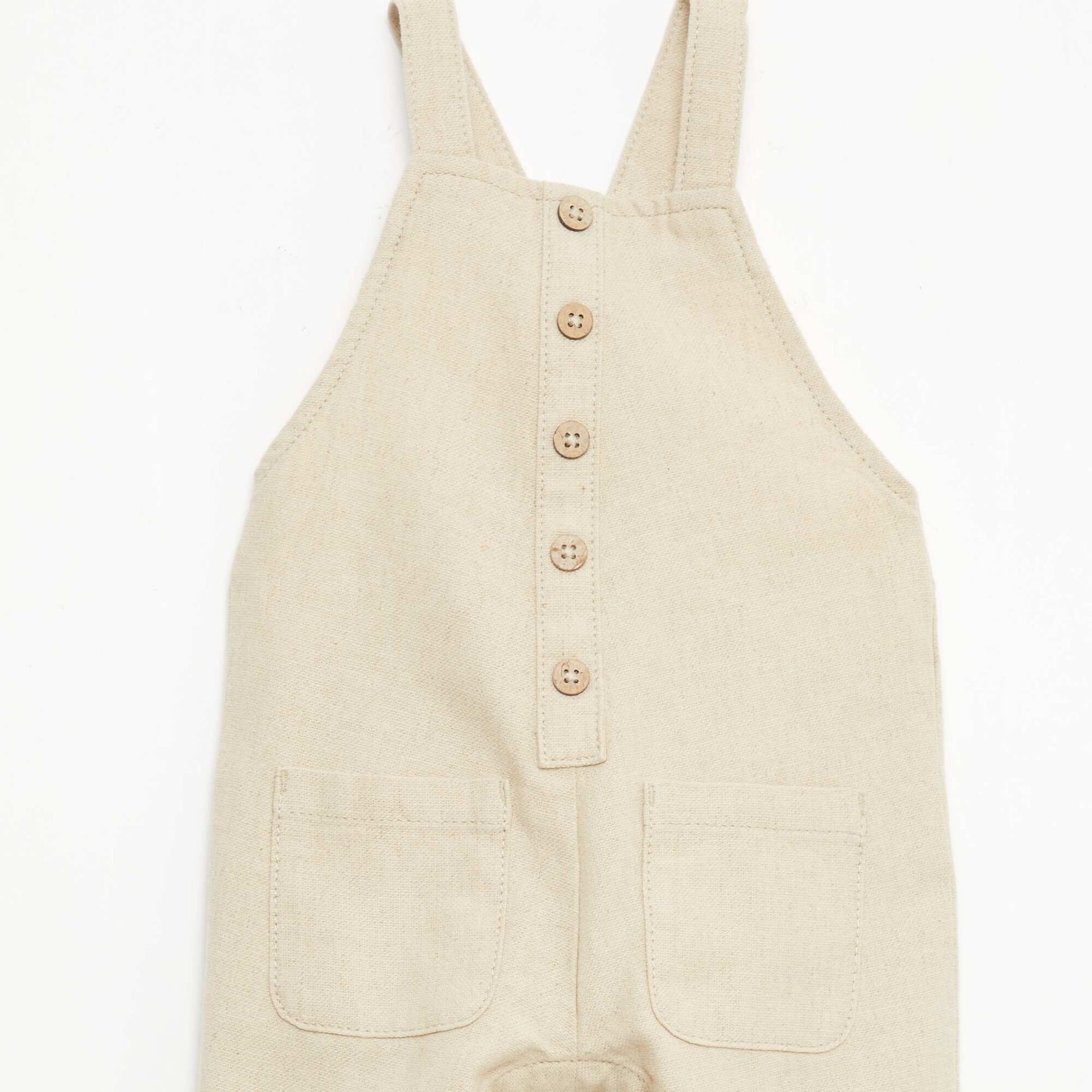 დიდხანს შერეული ტილო კომბინეზონი კრემისფერი