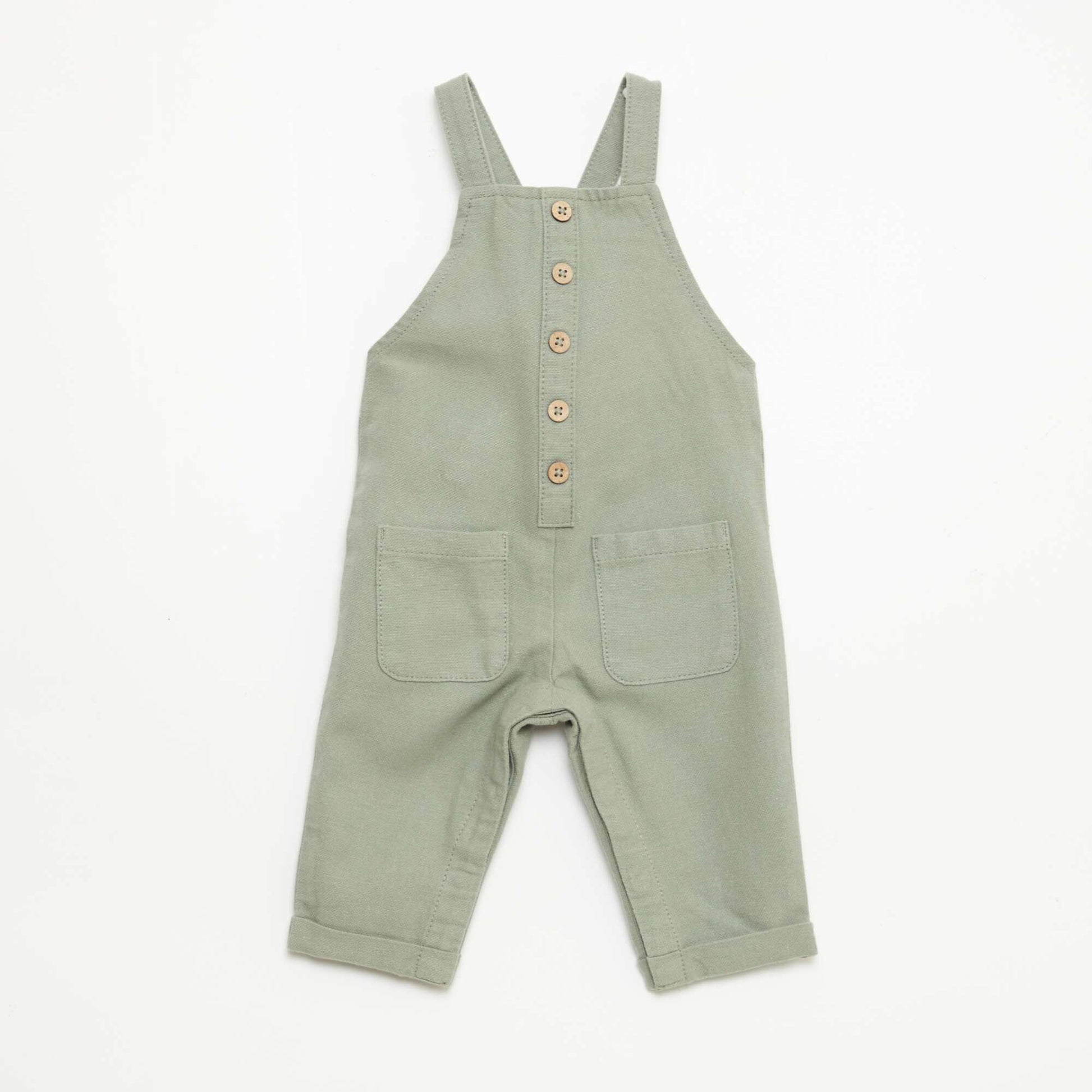 Long blended linen overalls GREEN