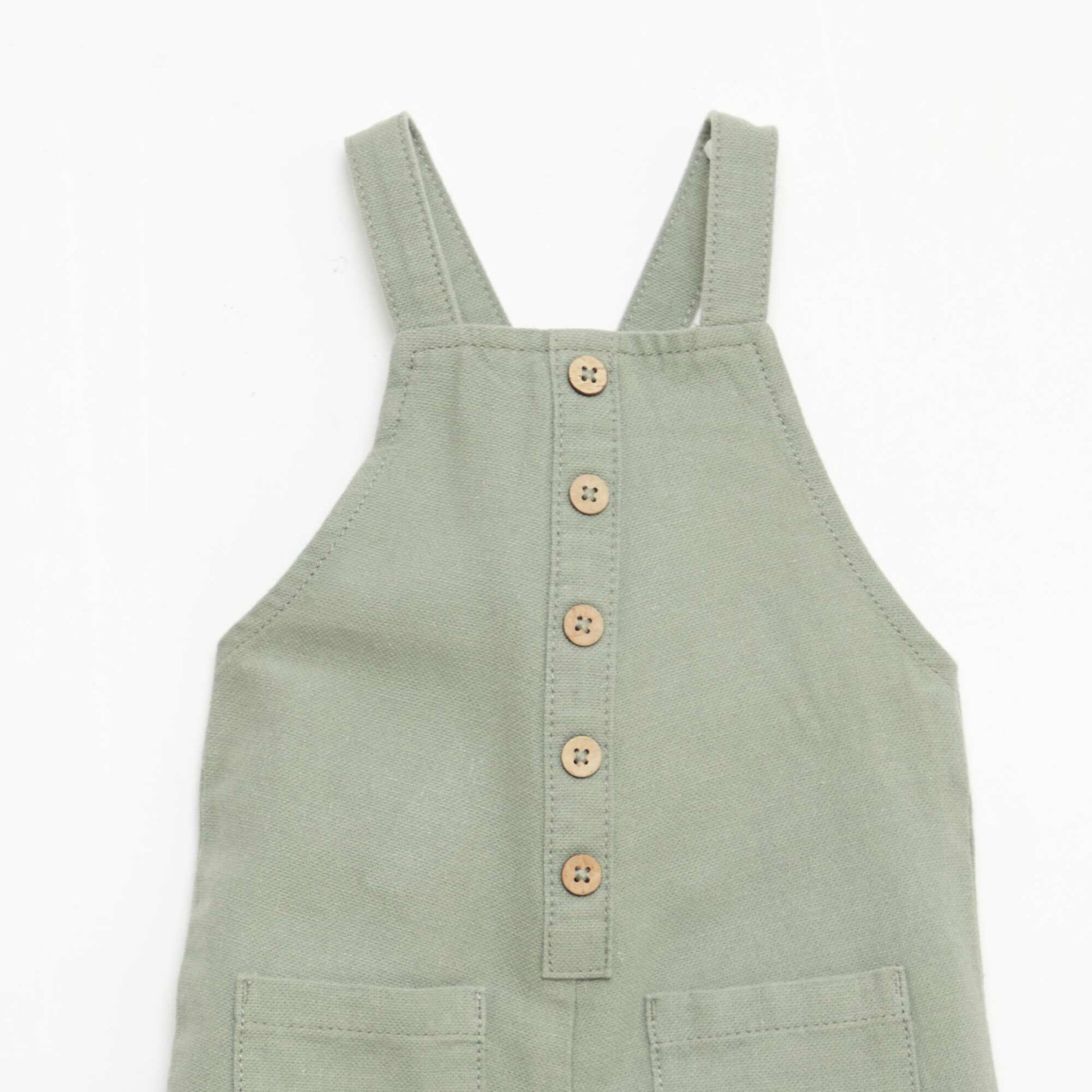 Long blended linen overalls GREEN