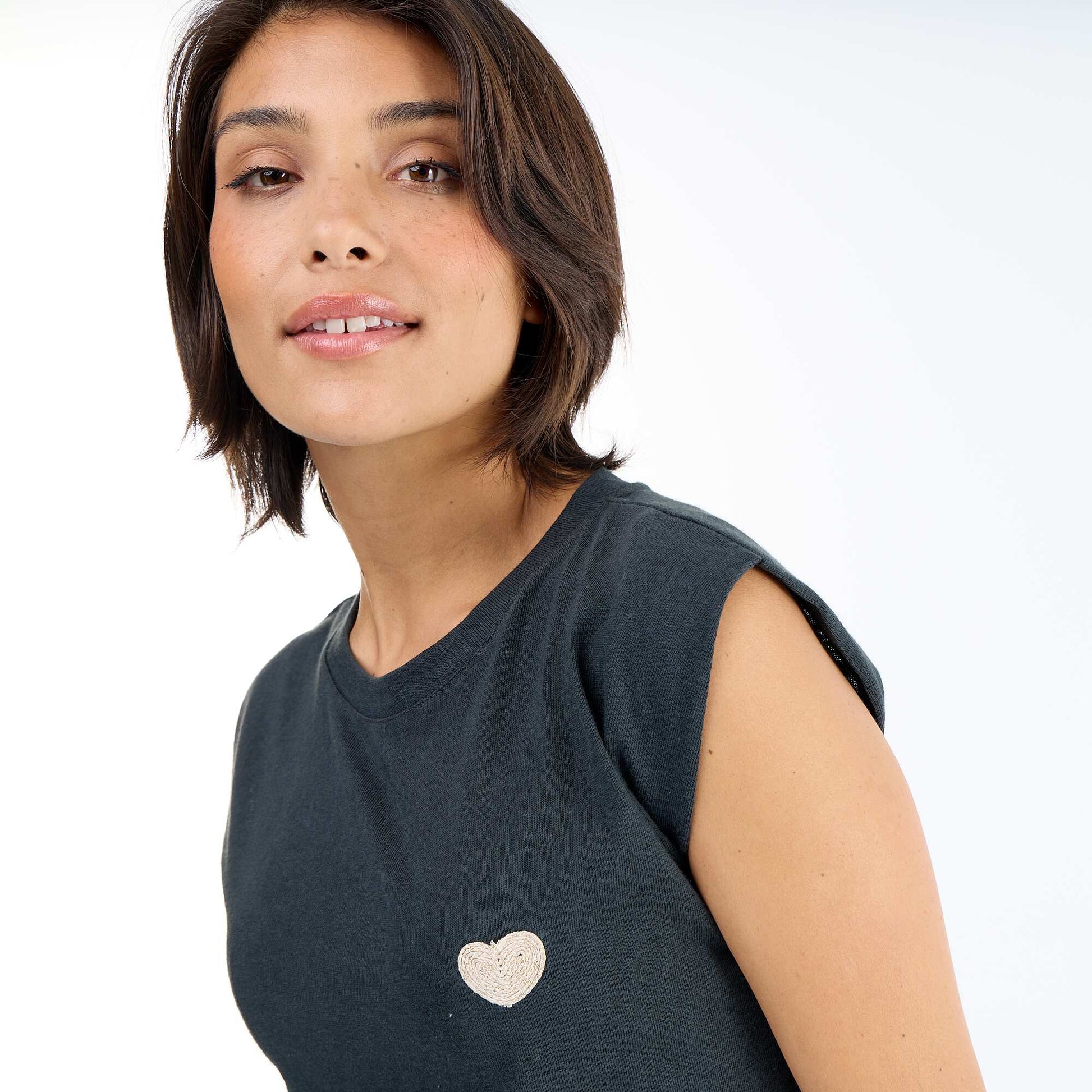 Sleeveless Jersey T-shirt BLACK