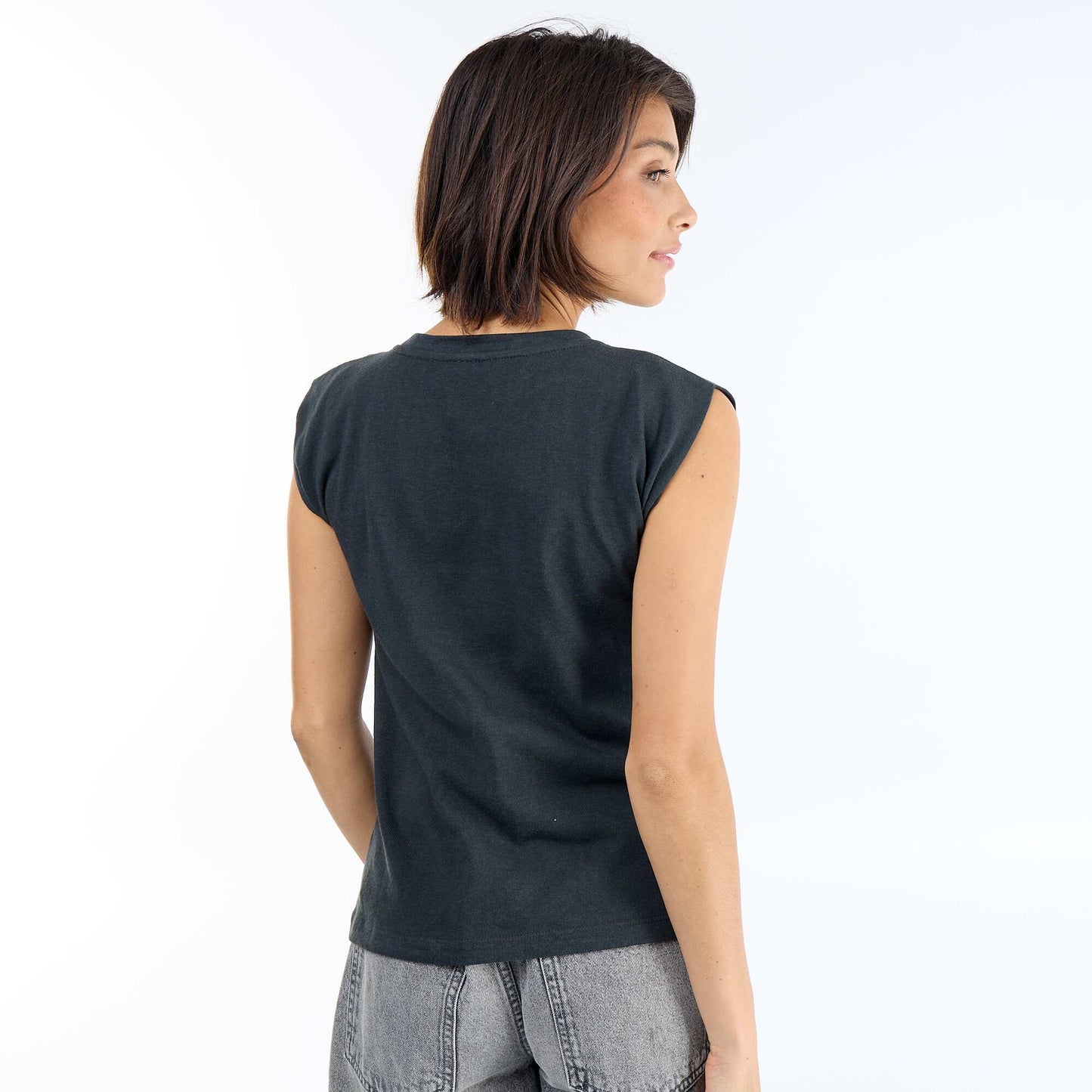 Sleeveless Jersey T-shirt BLACK