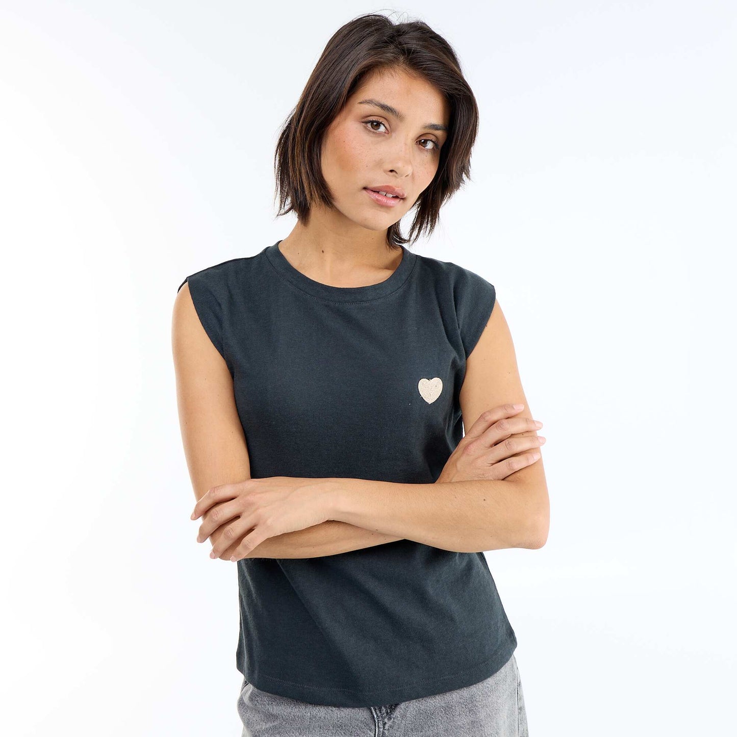 Sleeveless Jersey T-shirt BLACK