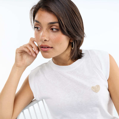 Sleeveless Jersey T-shirt BEIGE