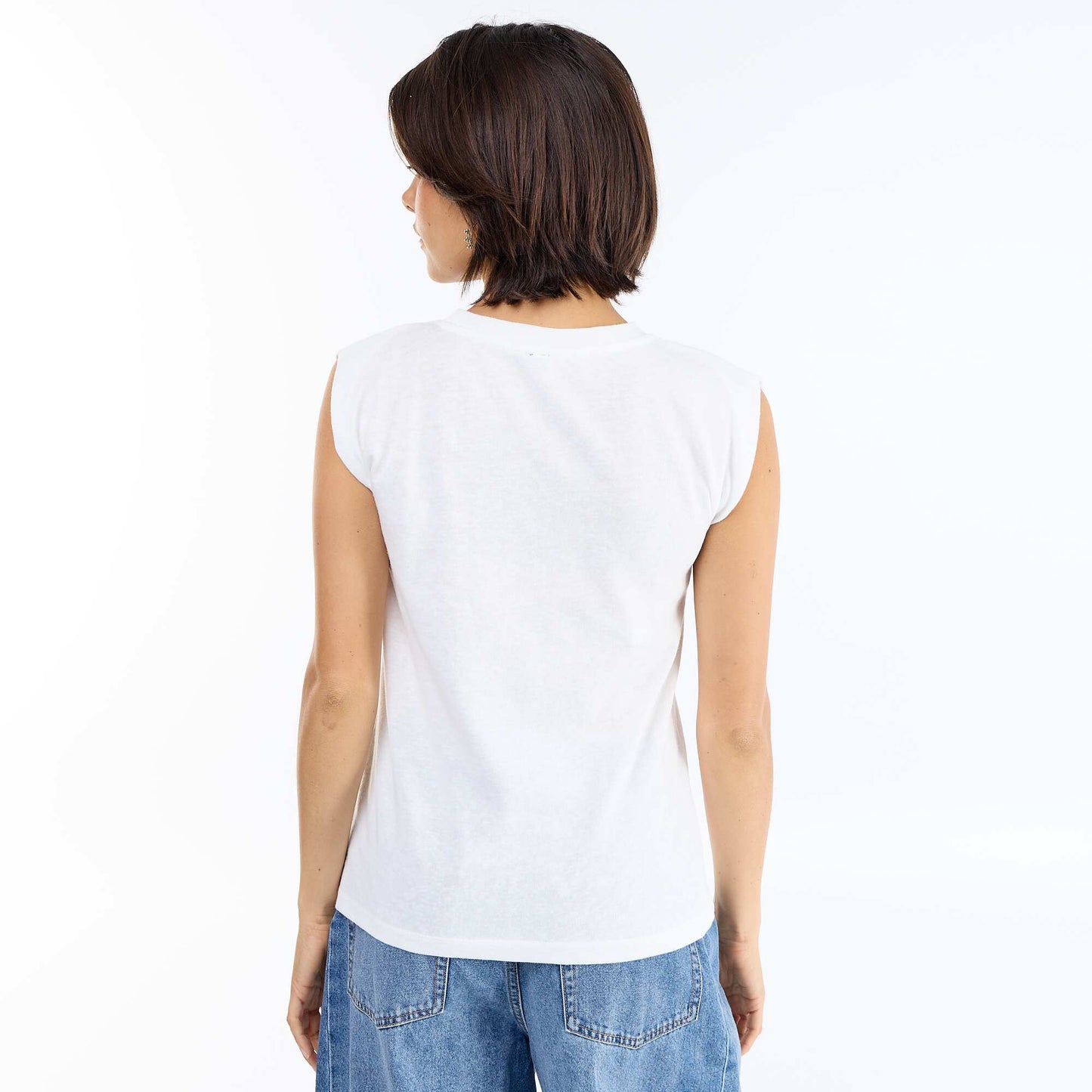 Sleeveless Jersey T-shirt BEIGE