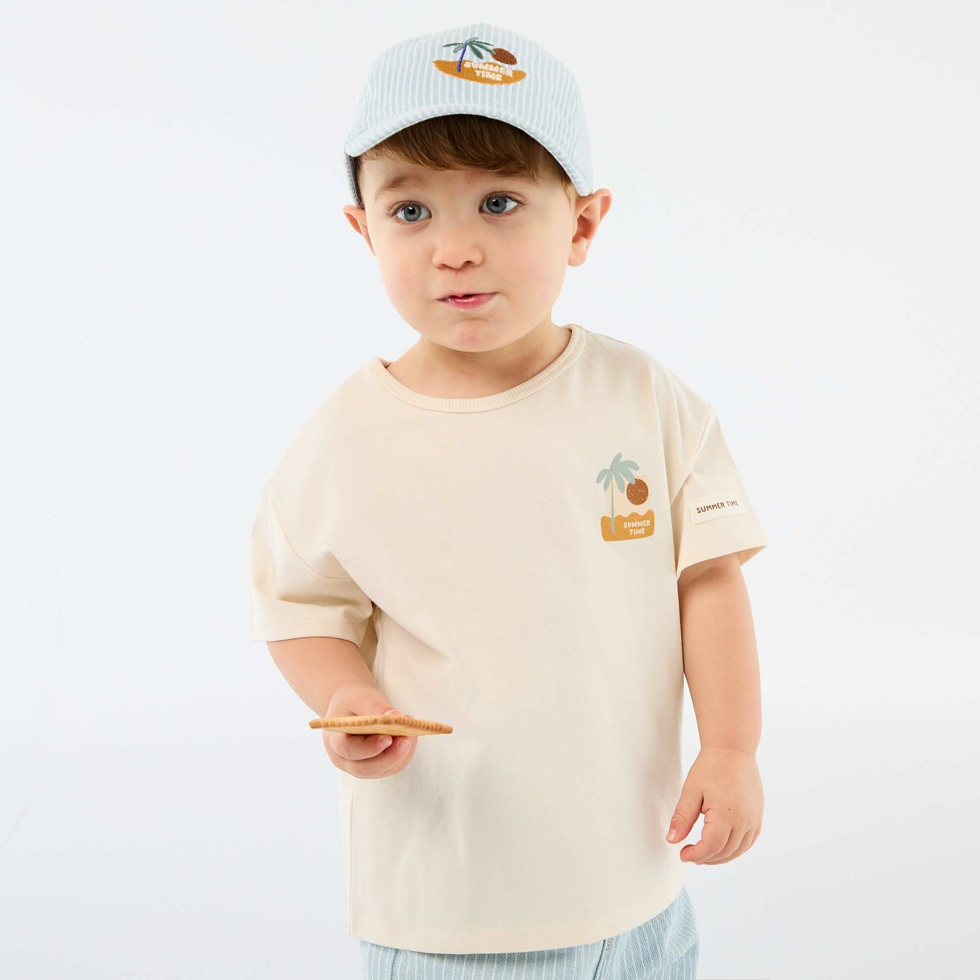 Tropical Print Short-Sleeve Cotton T-shirt WHITE