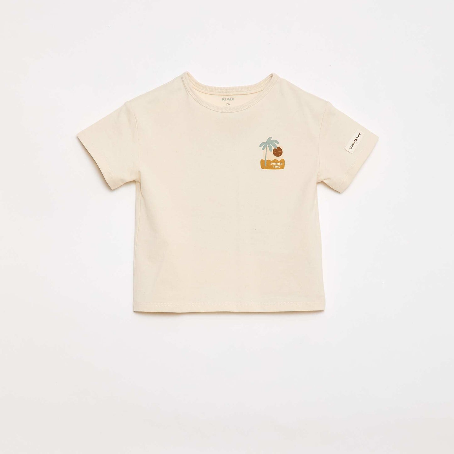 Tropical Print Short-Sleeve Cotton T-shirt WHITE