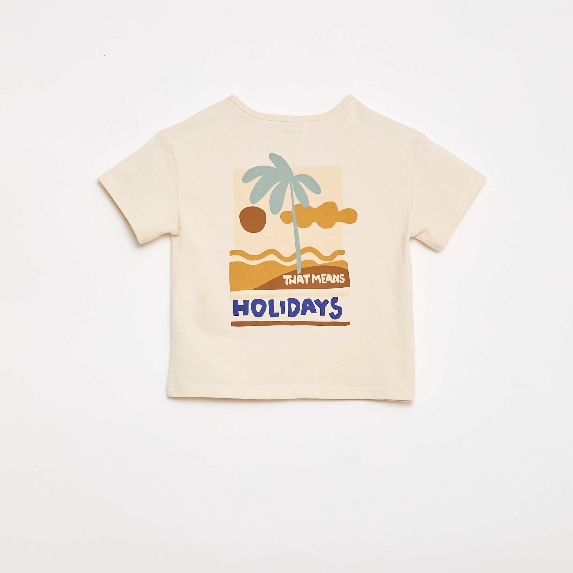 Tropical Print Short-Sleeve Cotton T-shirt WHITE