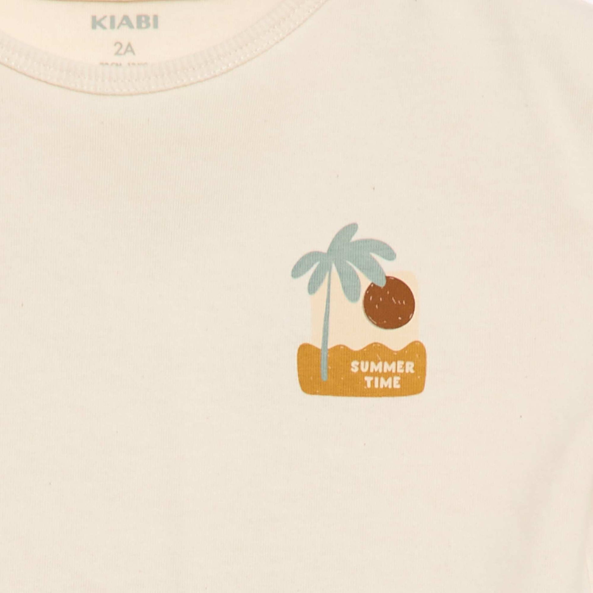 Tropical Print Short-Sleeve Cotton T-shirt WHITE