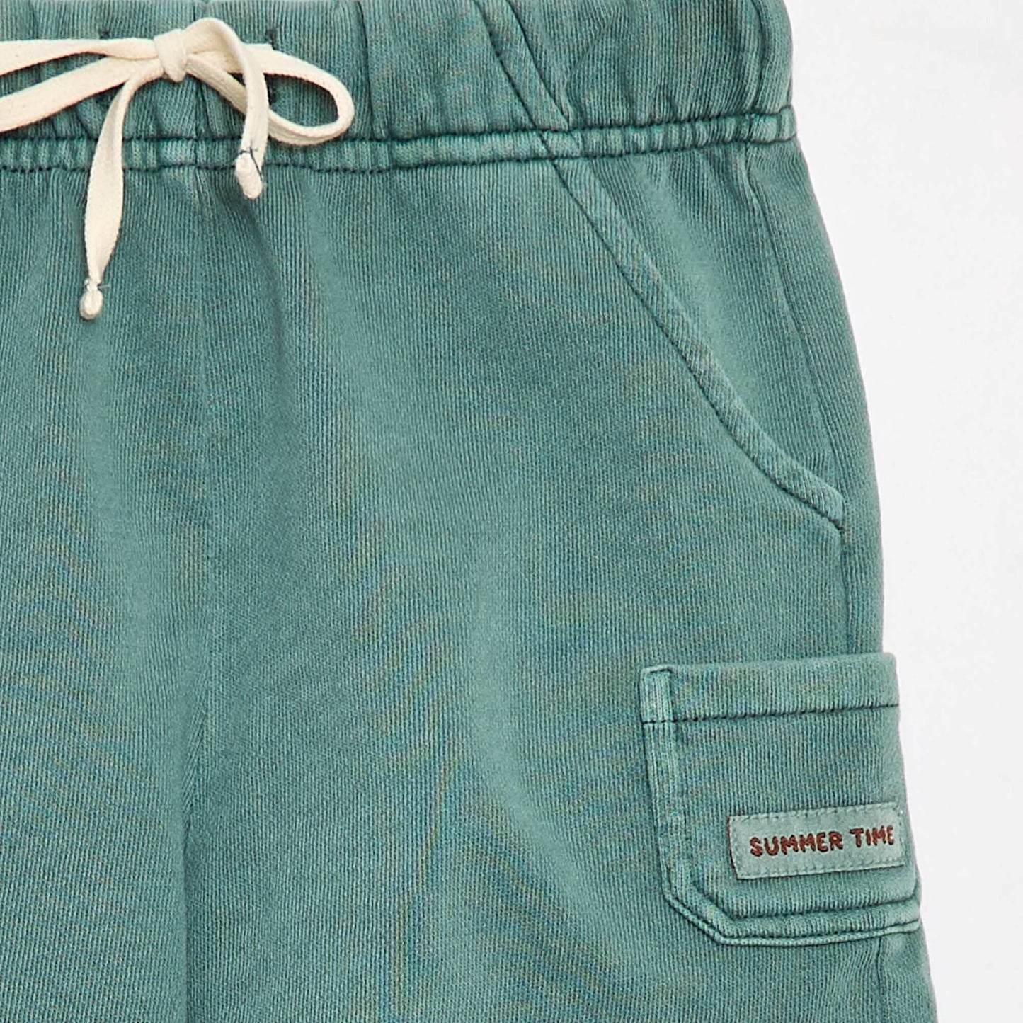 სწორი ჭრის ფრანგული ტერი შორტი მყარი ფორმატით ბამბის მწვანე