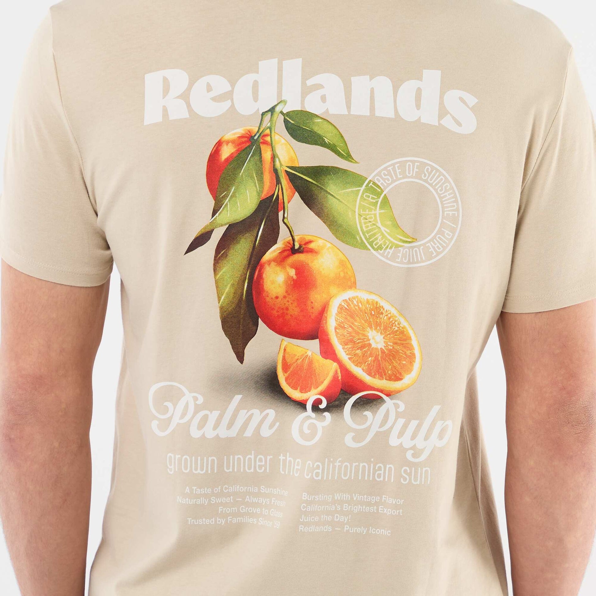 Printed Short-Sleeve T-Shirt with Front and Back Design BEIGE