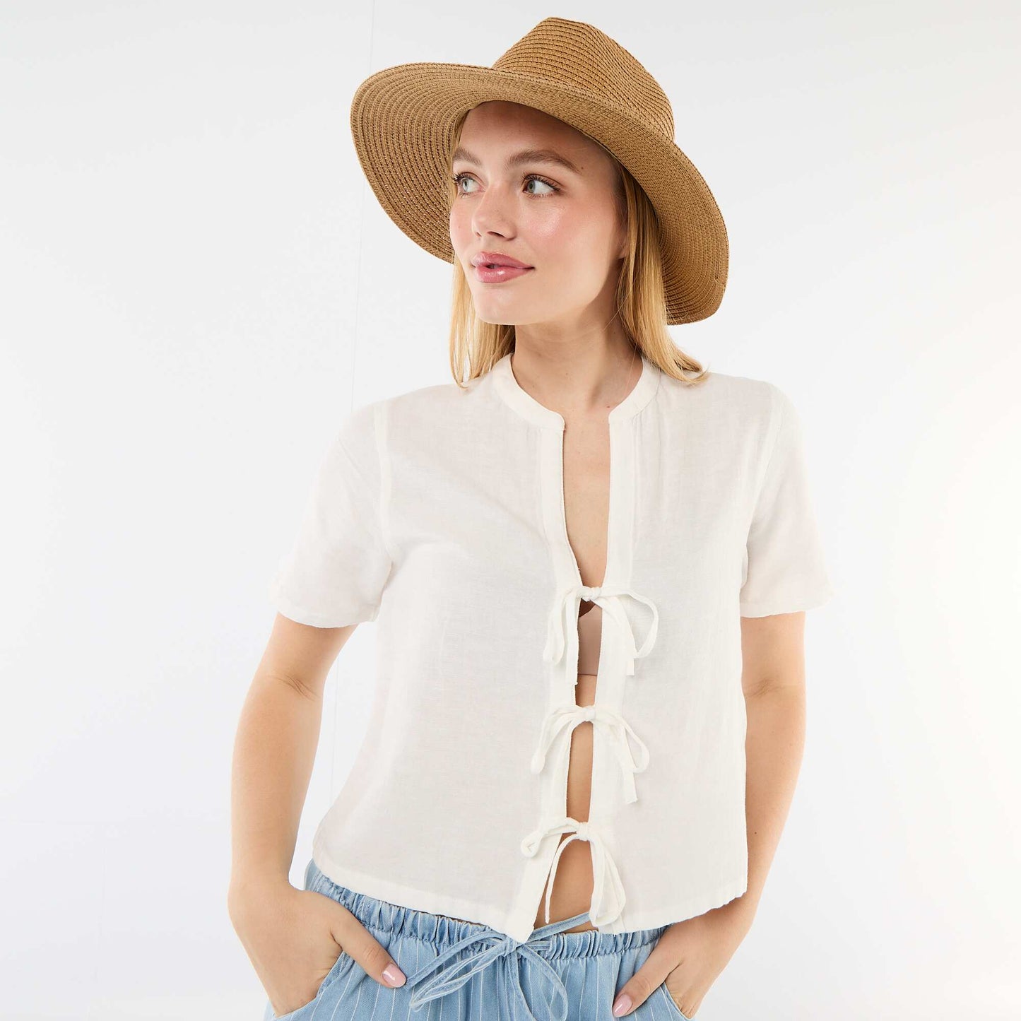 Knot-Detail Blouse WHITE