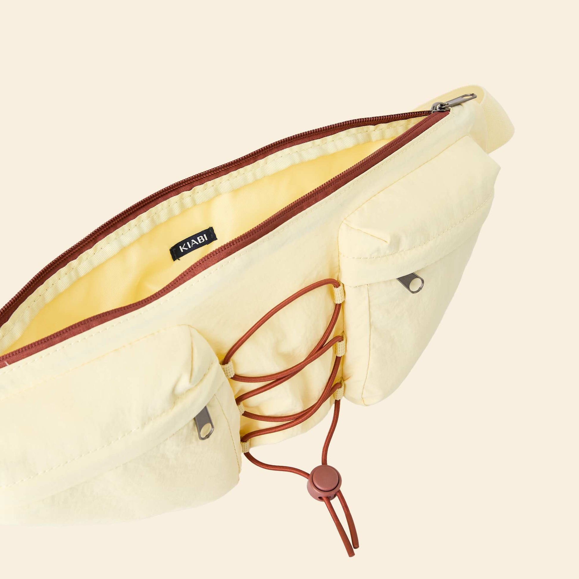 Sports Waist Bag with Exterior and Interior Pockets 15x40 cm YELLOW