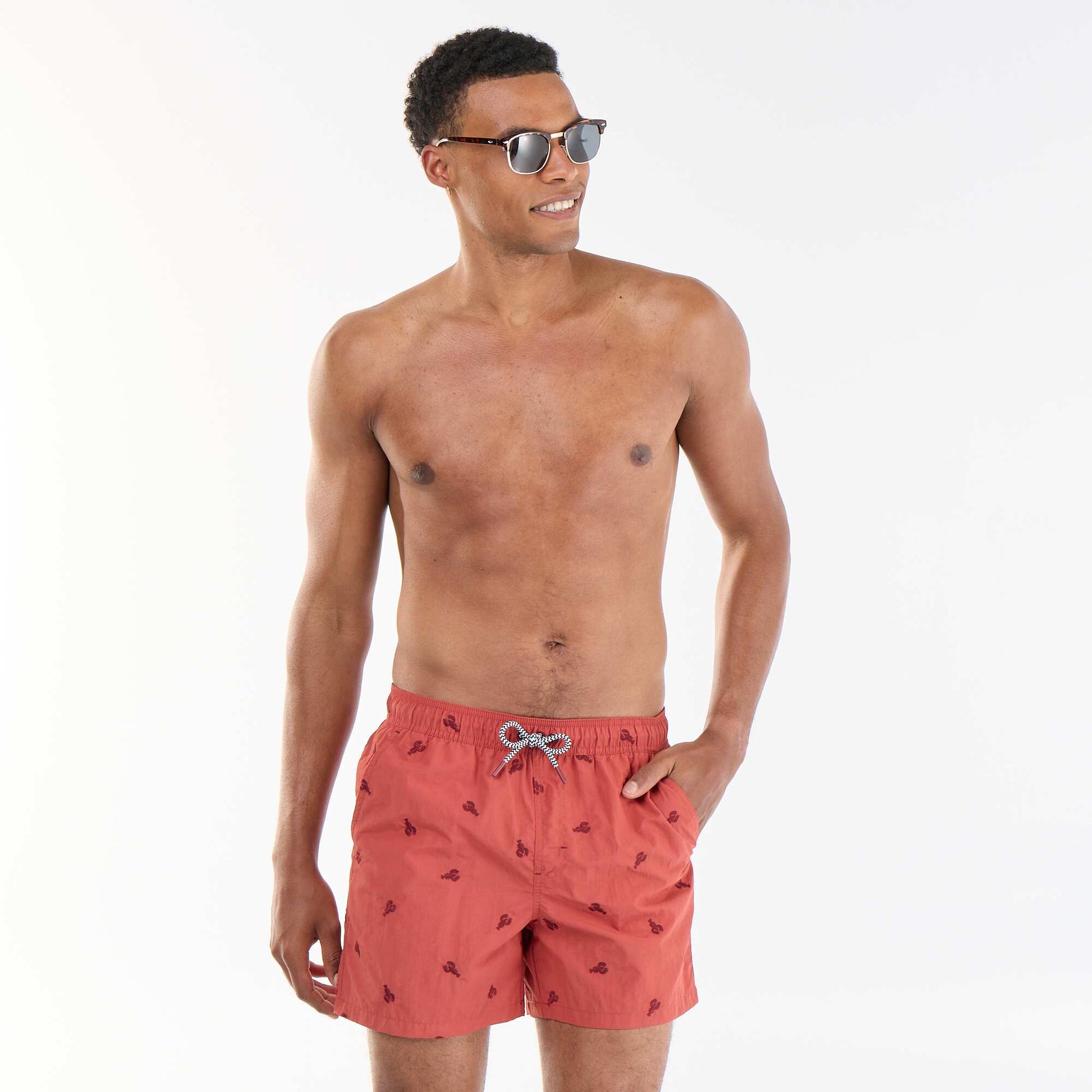 Patterned swim shorts RED
