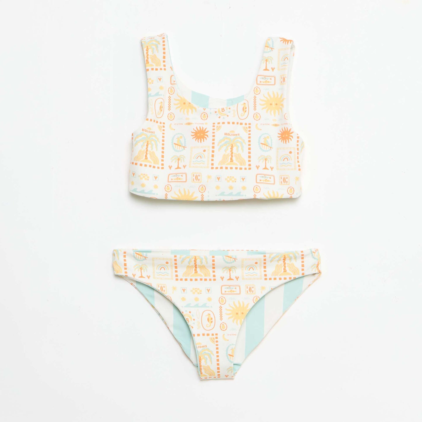 Reversible Floral Swimsuit - 2 Piece WHITE