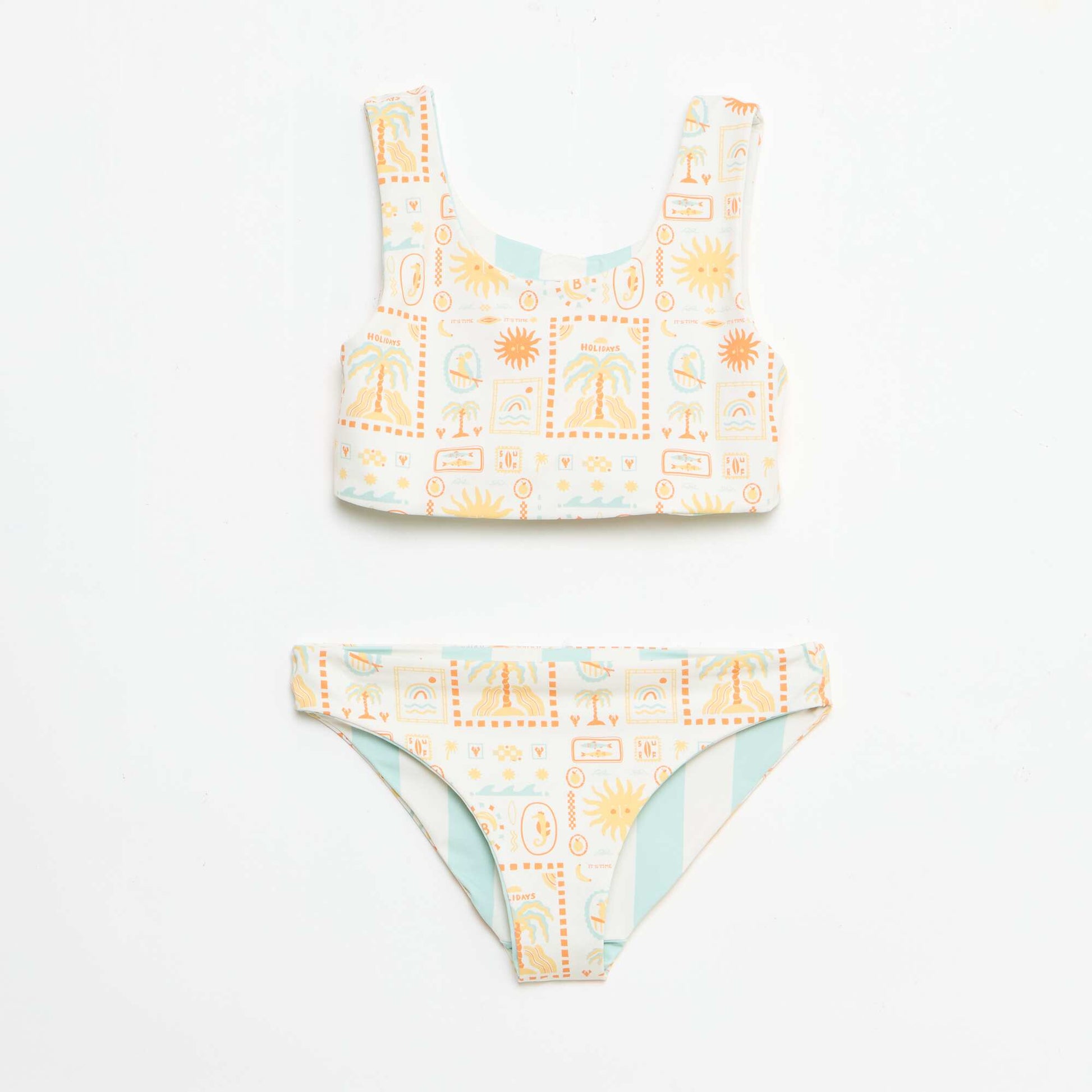 Reversible Floral Swimsuit - 2 Piece WHITE