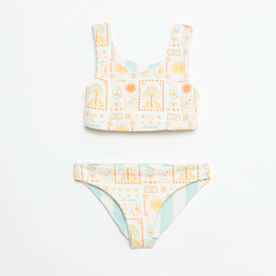 Reversible Floral Swimsuit - 2 Piece WHITE