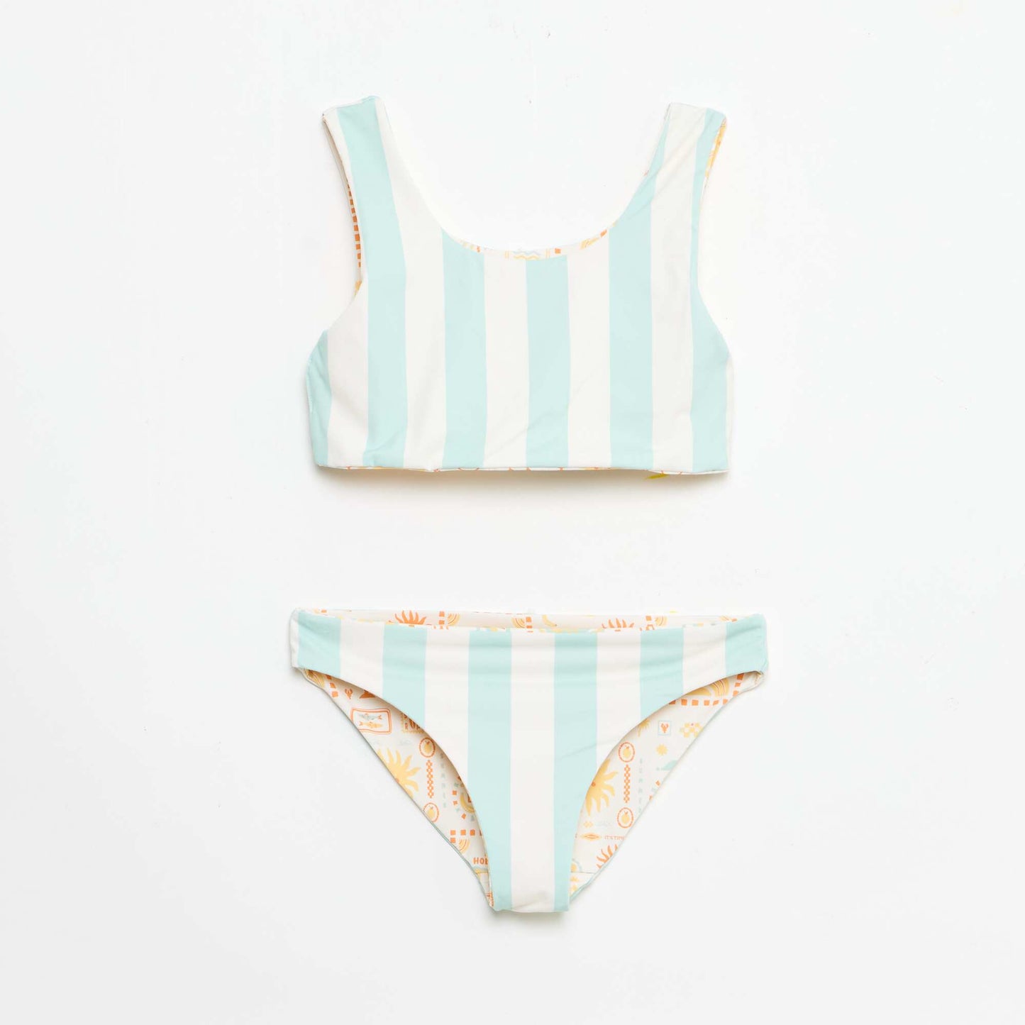 Reversible Floral Swimsuit - 2 Piece WHITE