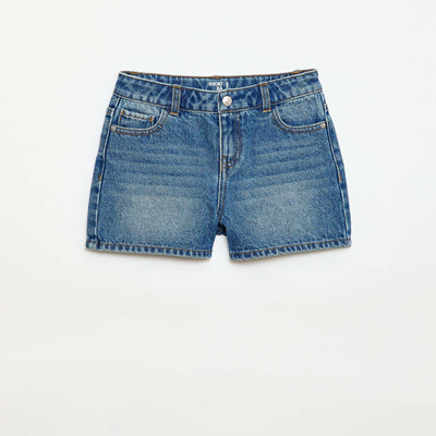High-waisted denim shorts BLUE