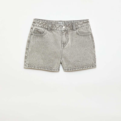 High-waisted denim shorts GREY