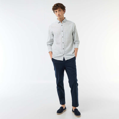 რეგულარული მორგება ტილო ნაზავი ჩინოს შარვალი ლურჯი