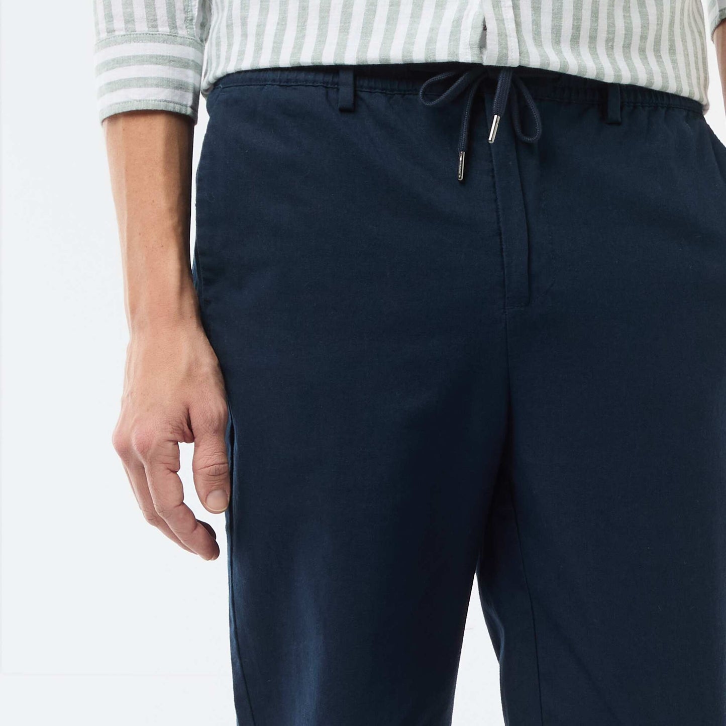 რეგულარული მორგება ტილო ნაზავი ჩინოს შარვალი ლურჯი