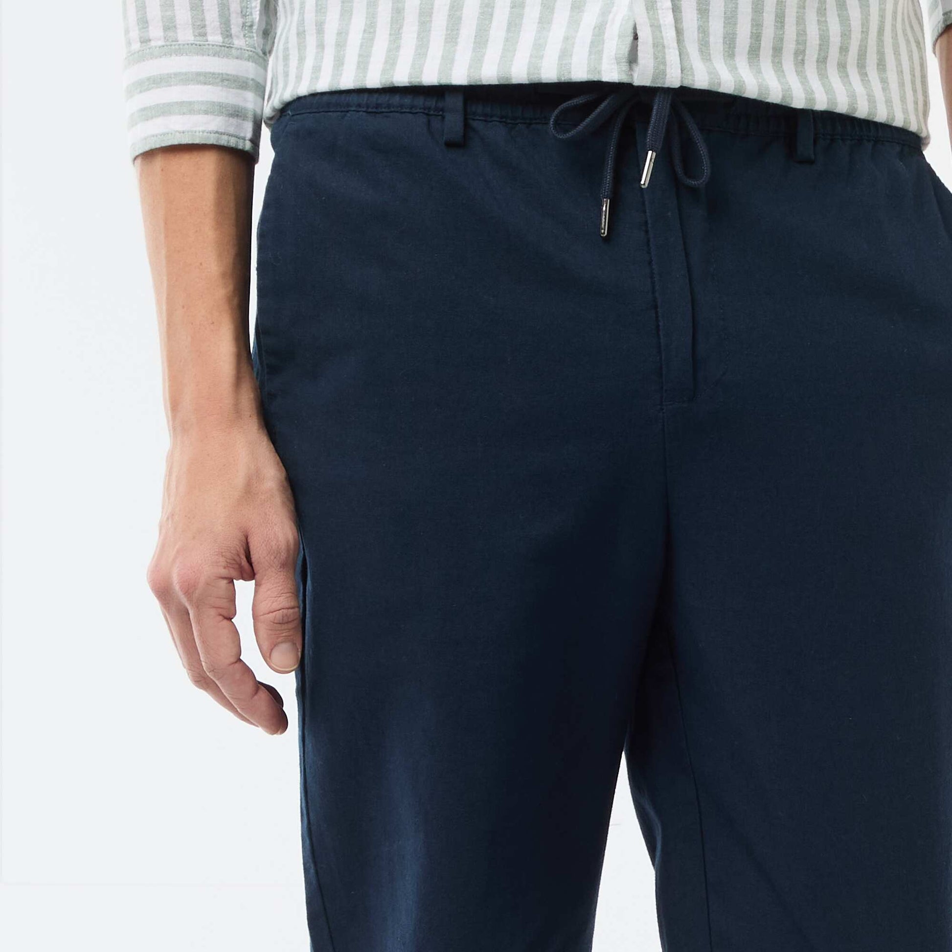 რეგულარული მორგება ტილო ნაზავი ჩინოს შარვალი ლურჯი