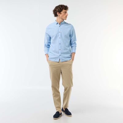 რეგულარული მორგება ტილო ნაზავი ჩინოს შარვალი კრემისფერი