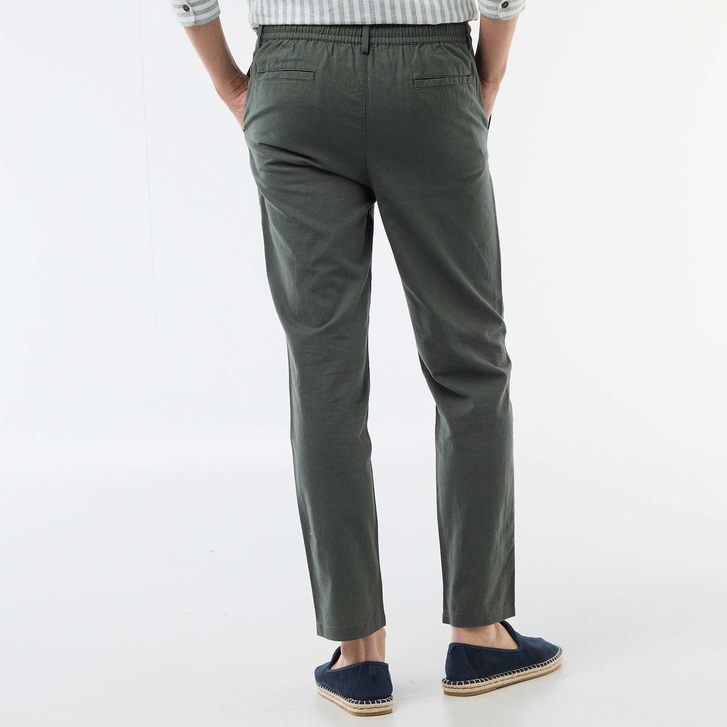 რეგულარული მორგება ტილო ნაზავი ჩინოს შარვალი მწვანე